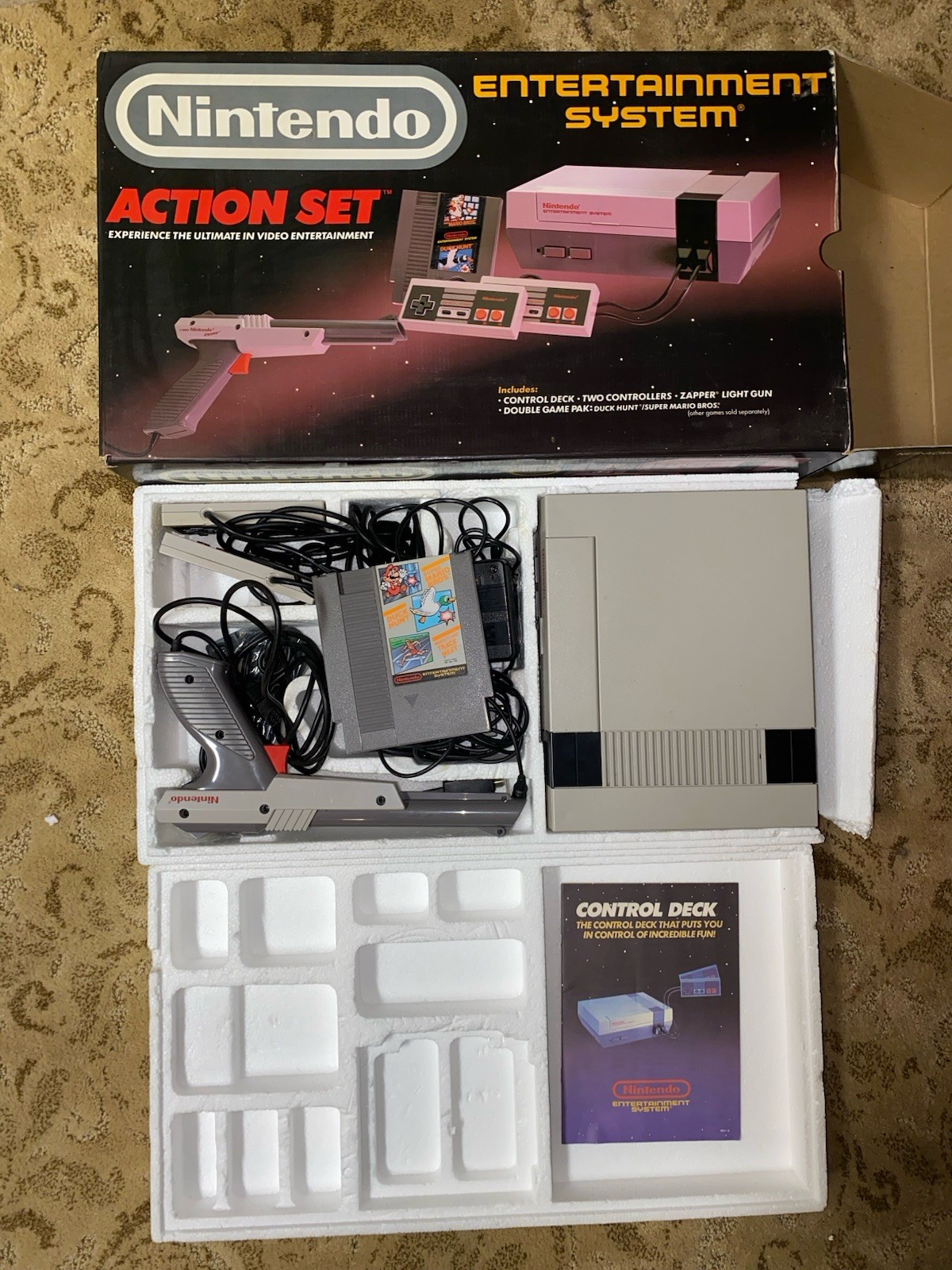 1988 NES Action Set in box system super mario nintendo With Video Game