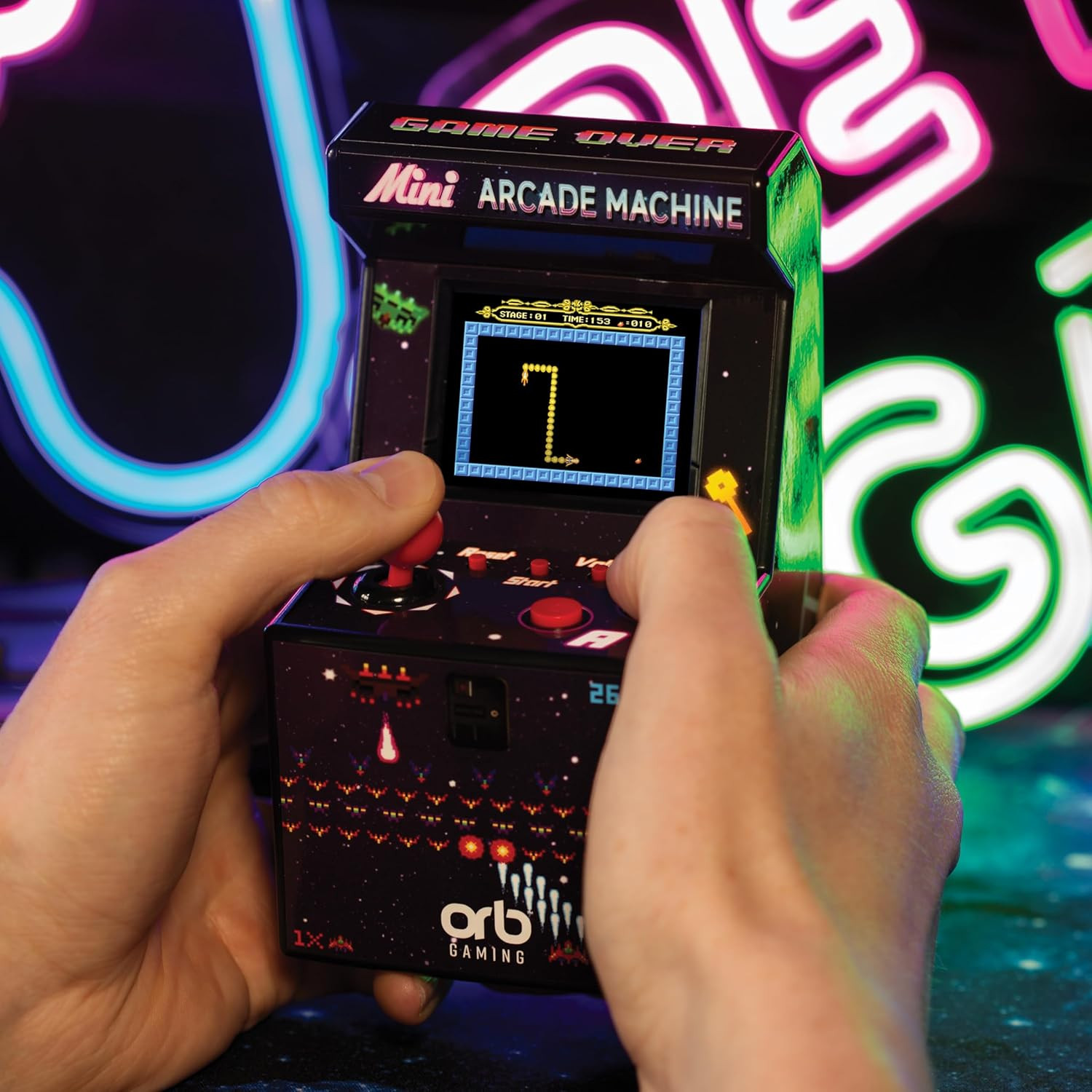Mini Arcade Machine, 240 Built-In 8-Bit Games, 2.5” Full Colour Screen, 8-Way Jo