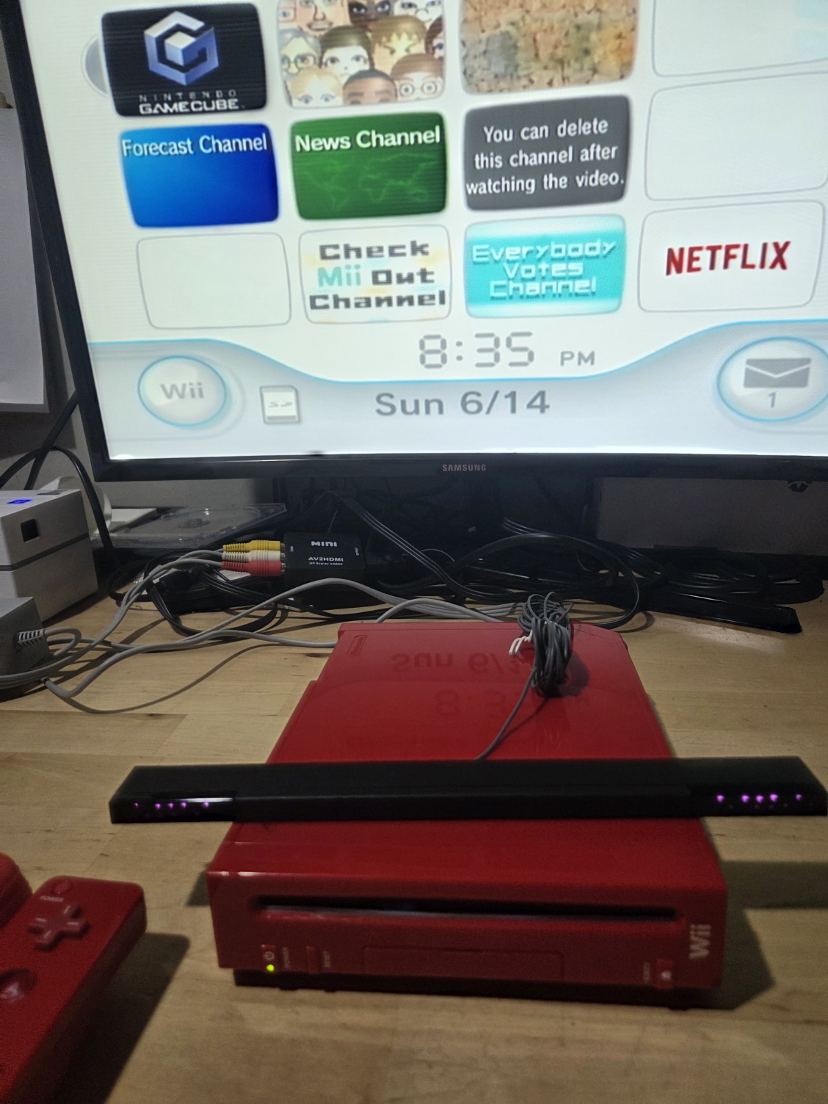 Nintendo Wii Red Console Super Mario With All Cables Tested Motion Controller