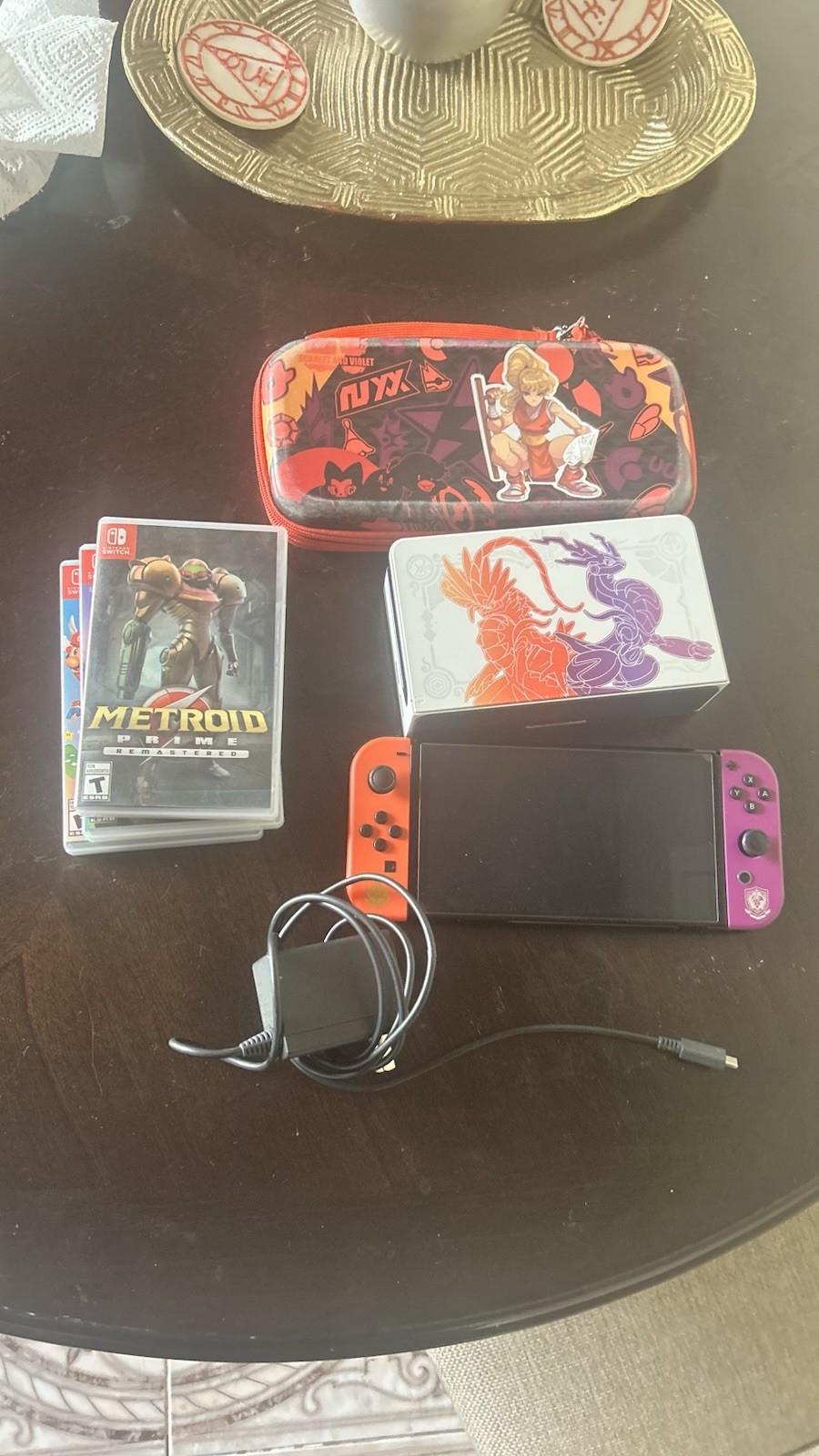 Nintendo Switch OLED Pokemon Scarlet and Violet Bundle w/ Case & Metroid Dread