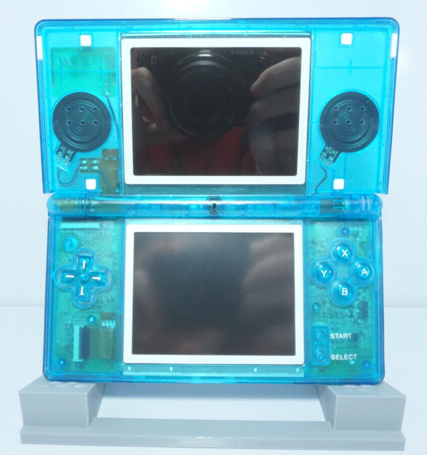 Nintendo DS Lite Transparent Clear Blue Handheld System with Charger & Stylus