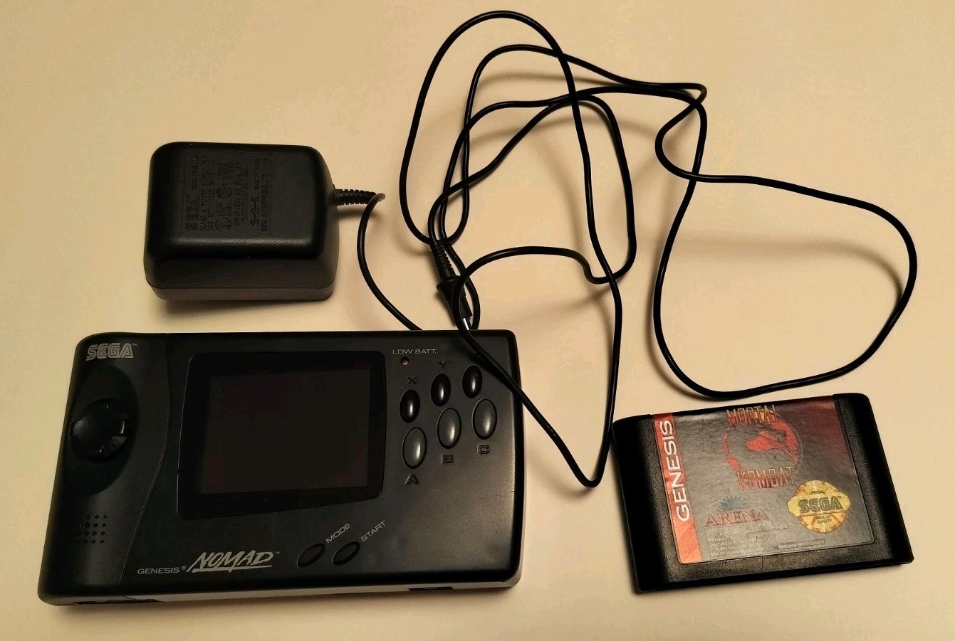 Sega Nomad Handheld Console With Power Adapter & Mortal Kombat Tested & Working