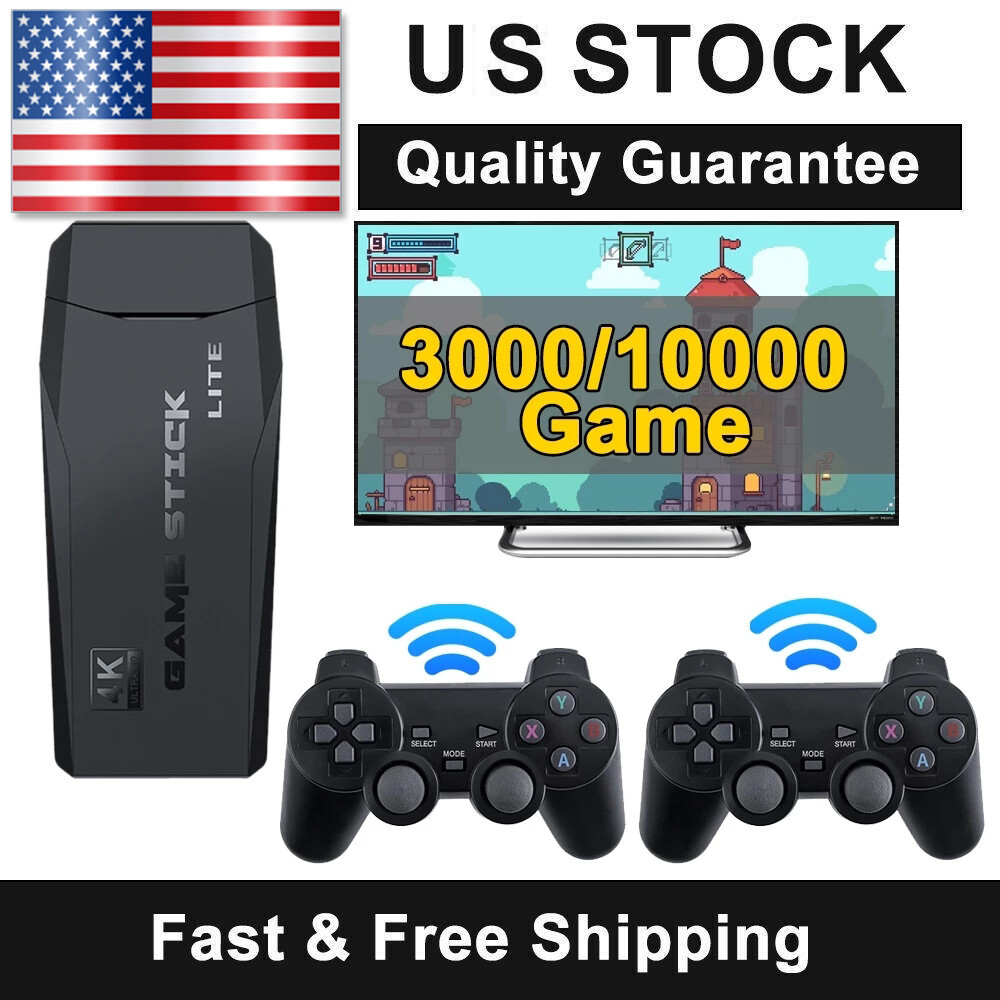 2.4G 4K Wireless HD TV Video Game Console 10000+Built-in Games+ 2 Gamepad USA