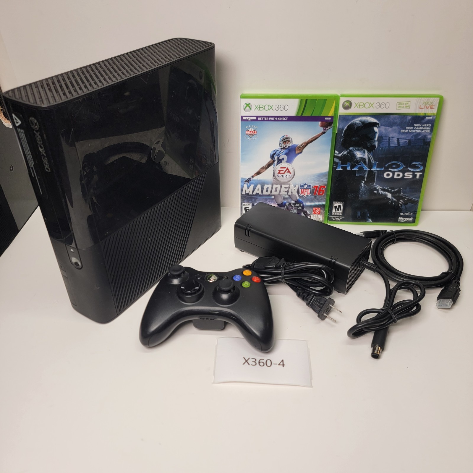Microsoft Xbox 360 E 250GB Game Console System Black Tested and Working Halo 3