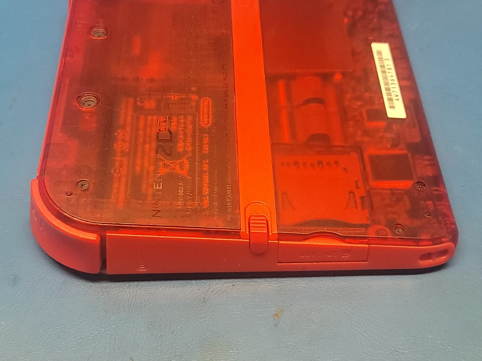 Nintendo 2DS Handheld System Transparent Red With Oem Stylus, Minor Bright Spot.