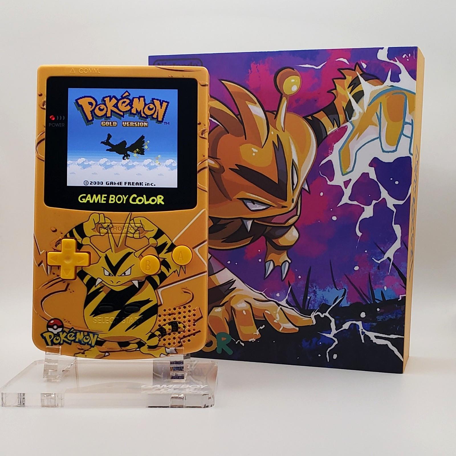 Laminated OLED Screen – Electabuzz Game Boy Color w/ Case, New Speaker, Recapped
