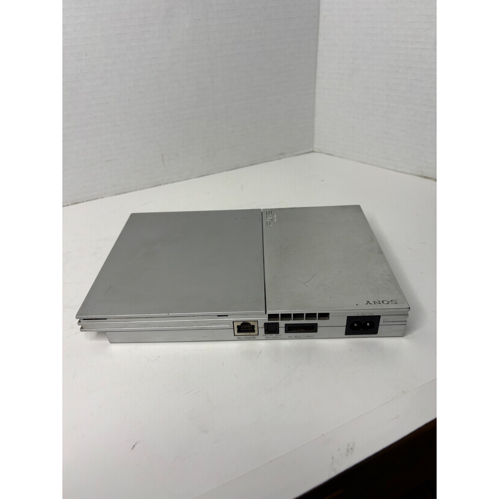 Sony PlayStation 2 PS2 Slim Silver Console 2 Controllers 8MB Cards No AV Cable