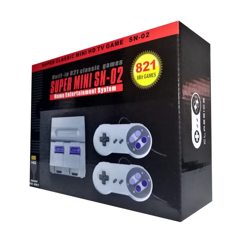 Super mini SN-02 retro SNES TV game console equipped with 821 classic 8-bit game