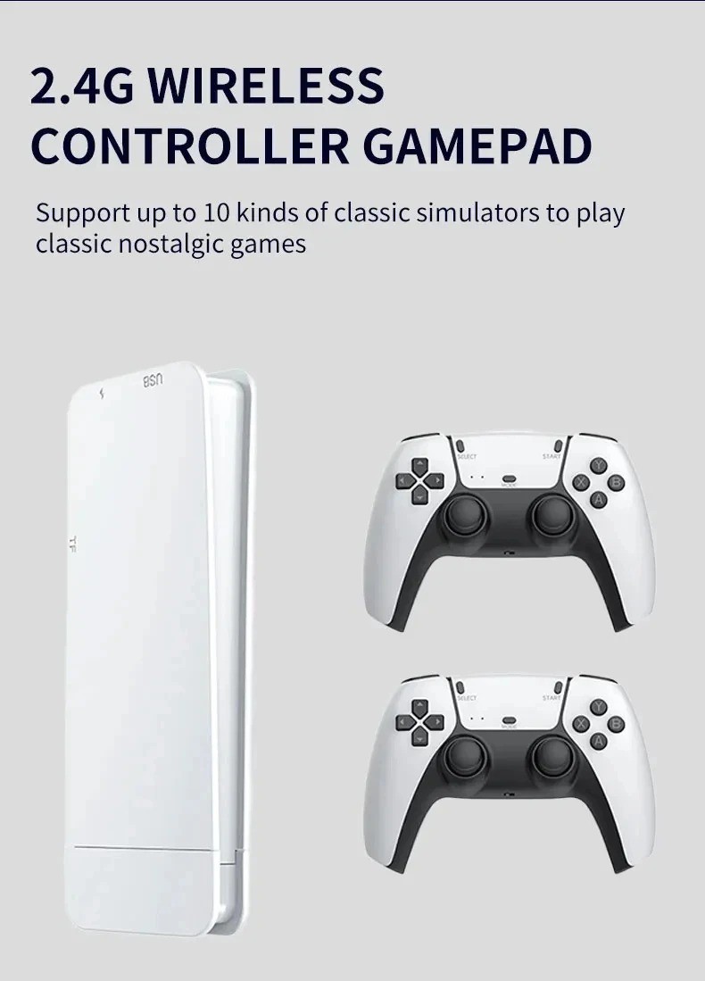 Retro Video Game Console 4K HDMI 20000+ 64G 2 Controller Wireless Game TV Stick