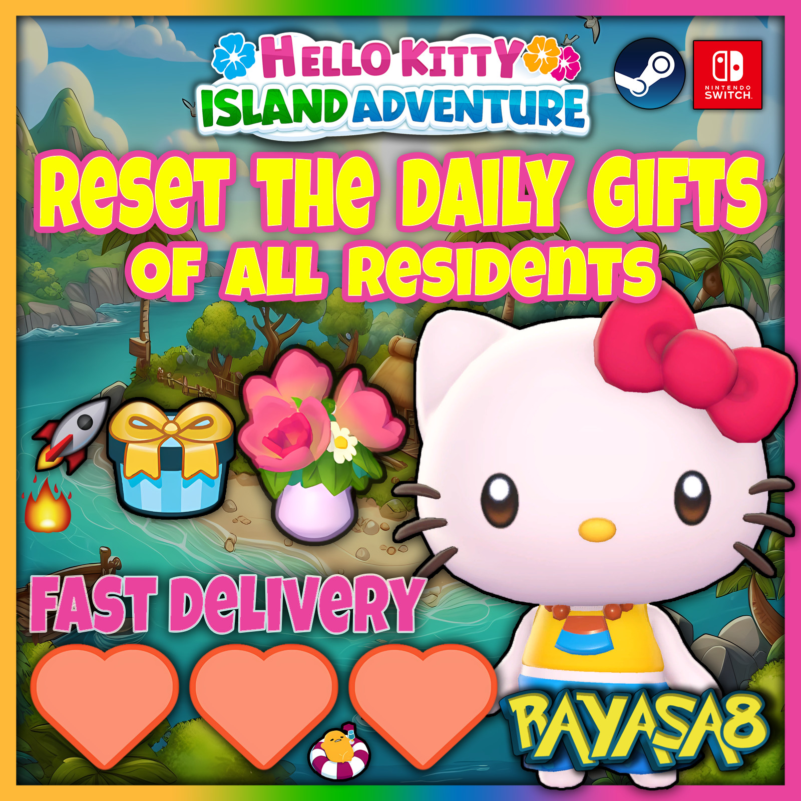 Hello Kitty Island Adventure – Gift Reset Service (In-Game) Friendship Bouquet