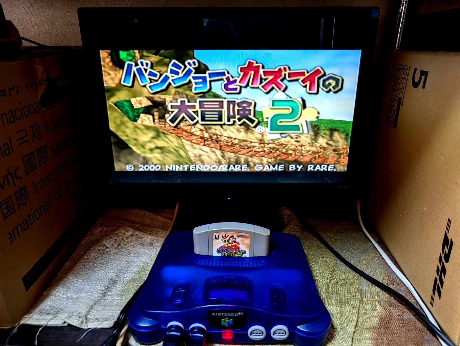 Nintendo 64 Region Free Console Midnight Blue 2controllers Mario Party japan