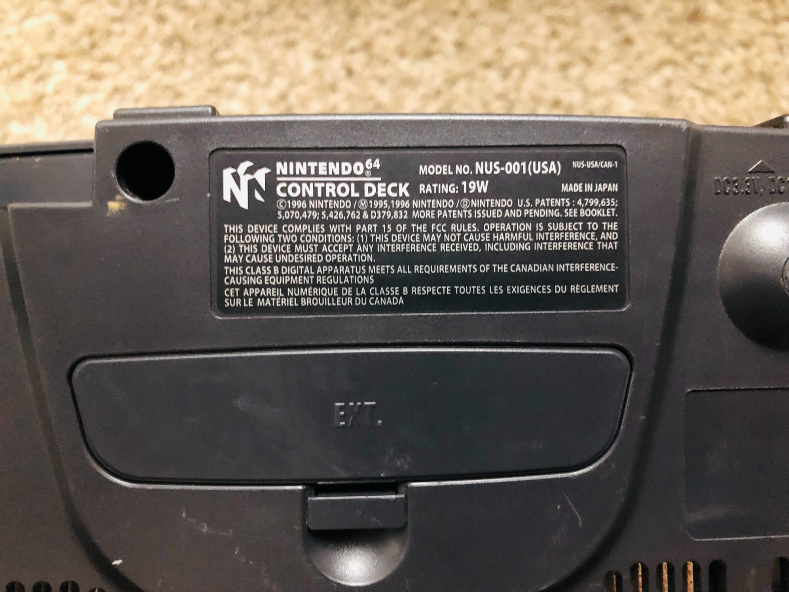 Black Nintendo 64 N64 Game Console W/ Expansion Pak 1 OEM Controller Tested