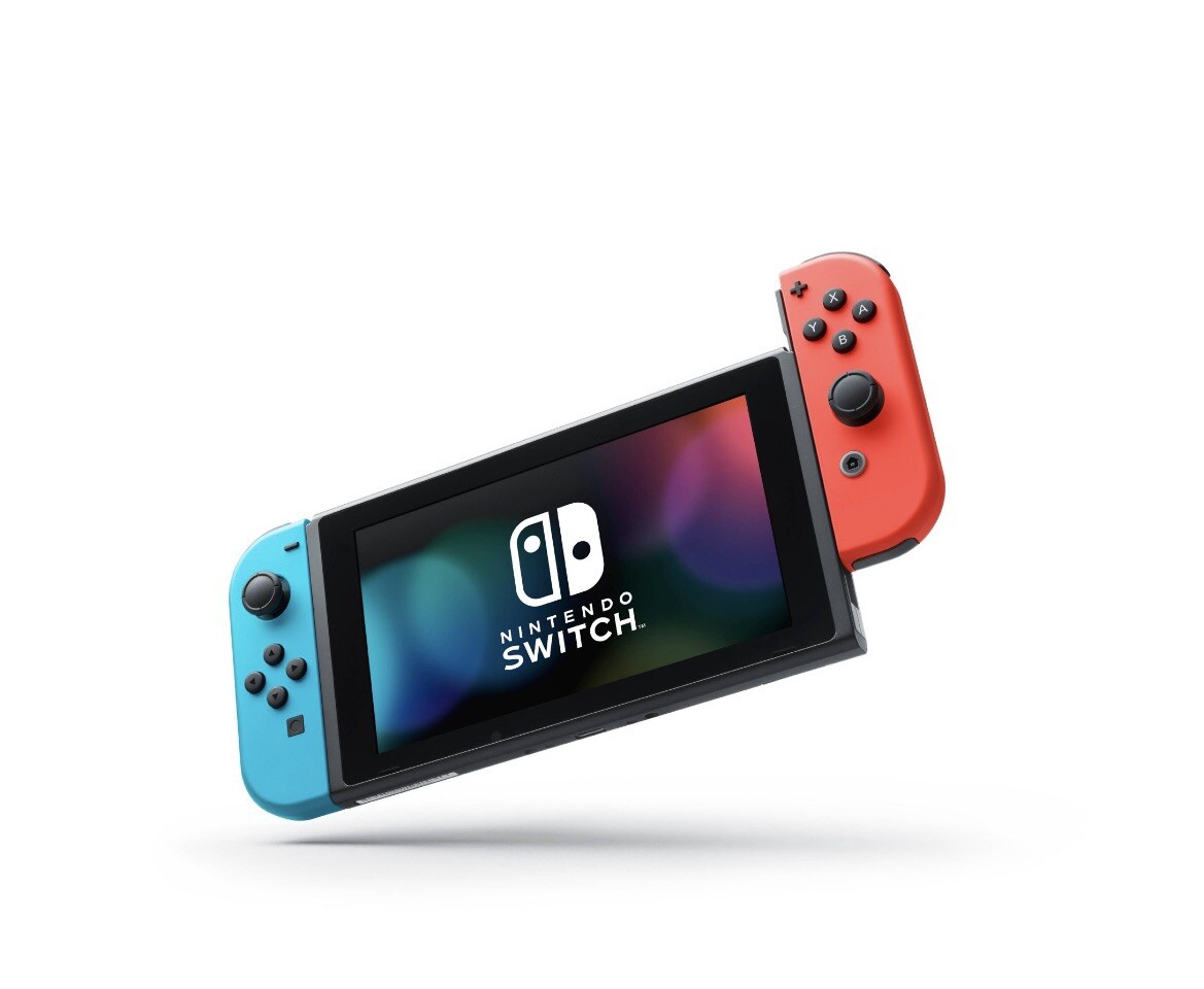 Nintendo Switch HAC-001(-01) with Blue and Red Joy-Con Controllers and Mario…