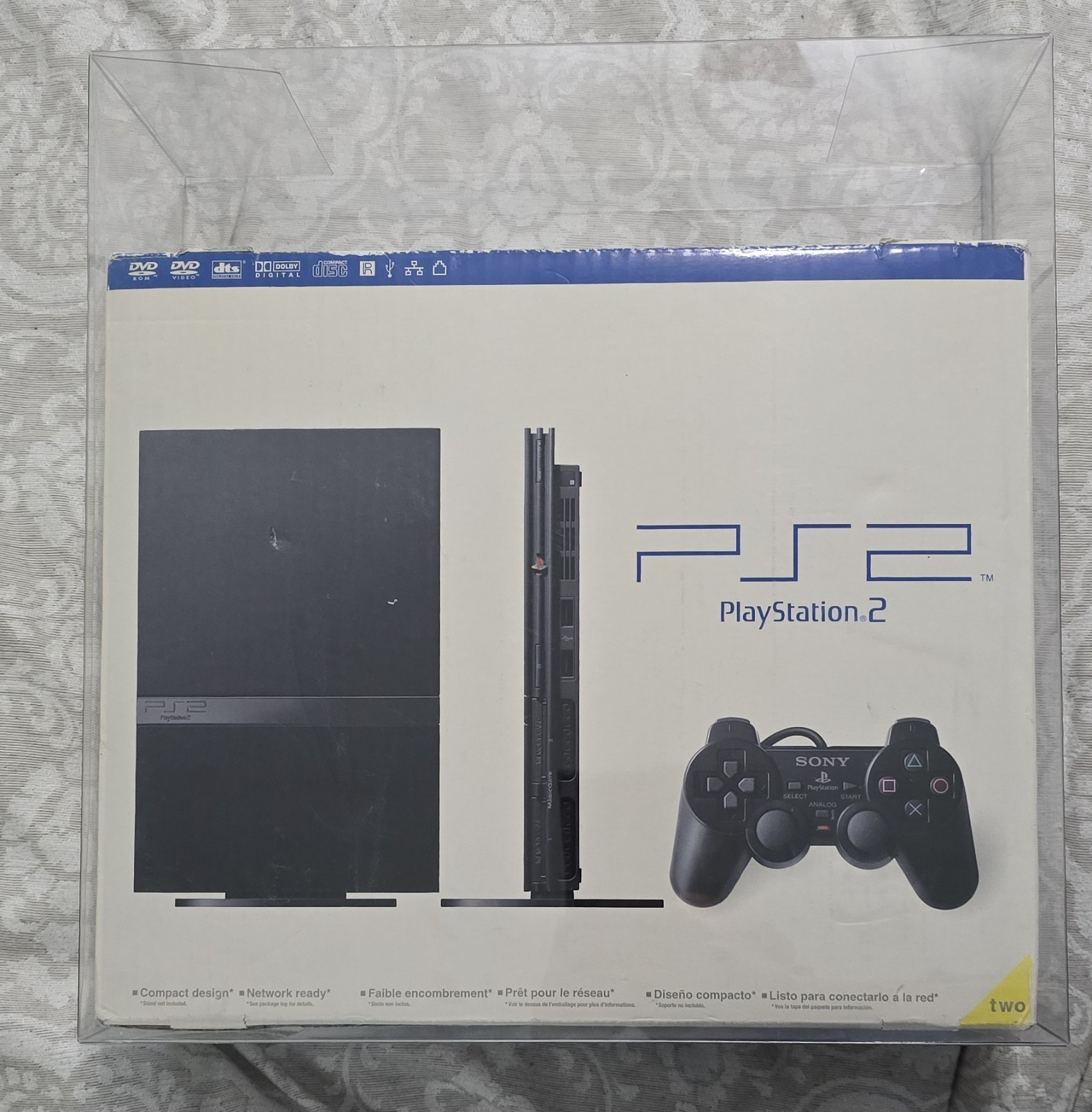PlayStation 2 PS2 Slim Console Plus Protector, Controller, Memory, Complete Cib