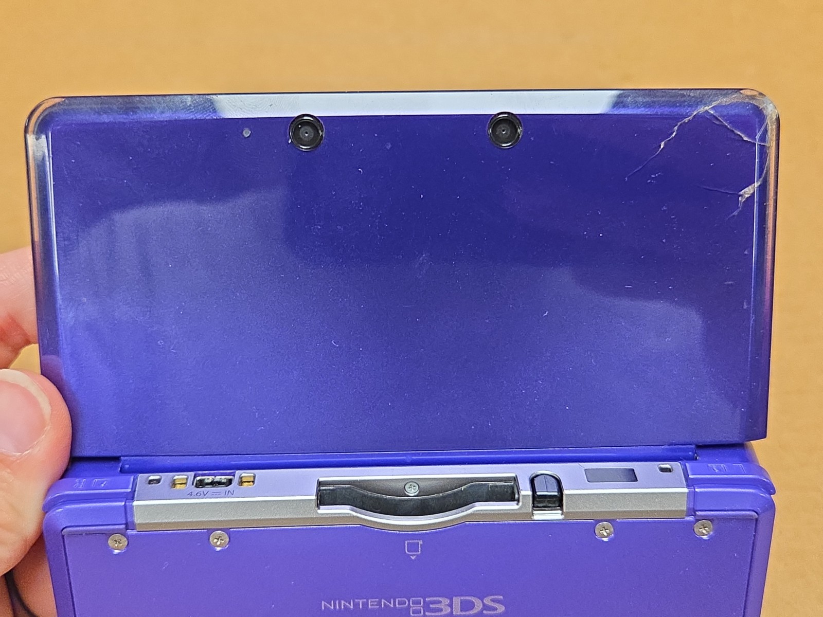 Nintendo 3DS Midnight Purple Tested *Some Damage* W/ Charger * SEE PICS