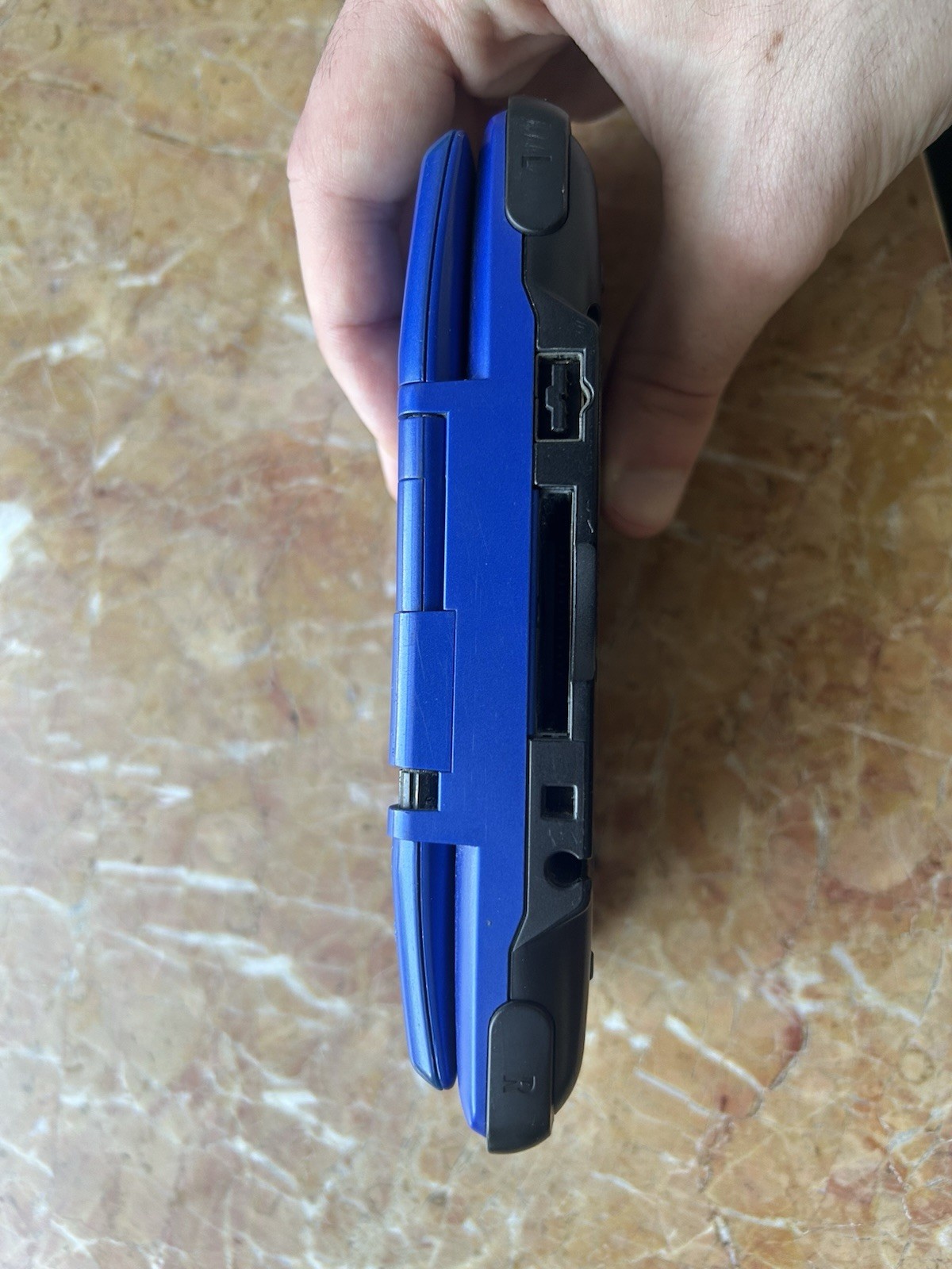 Nintendo DS Cobalt Blue NTR-001 WORKING, BUT BROKEN HINGE NO CHARGER (w/ Game)