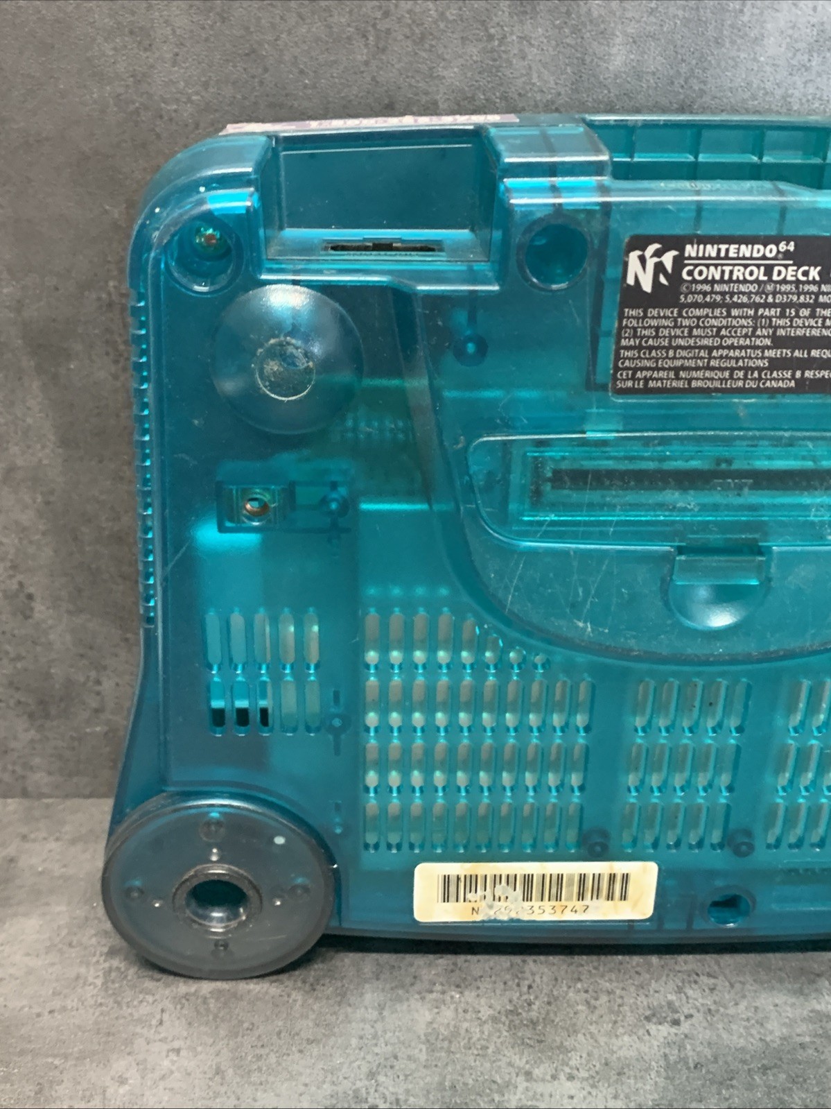 Nintendo 64 Funtastic Ice Blue Console Only RESET BUTTON DOES NOT WORK Read N64
