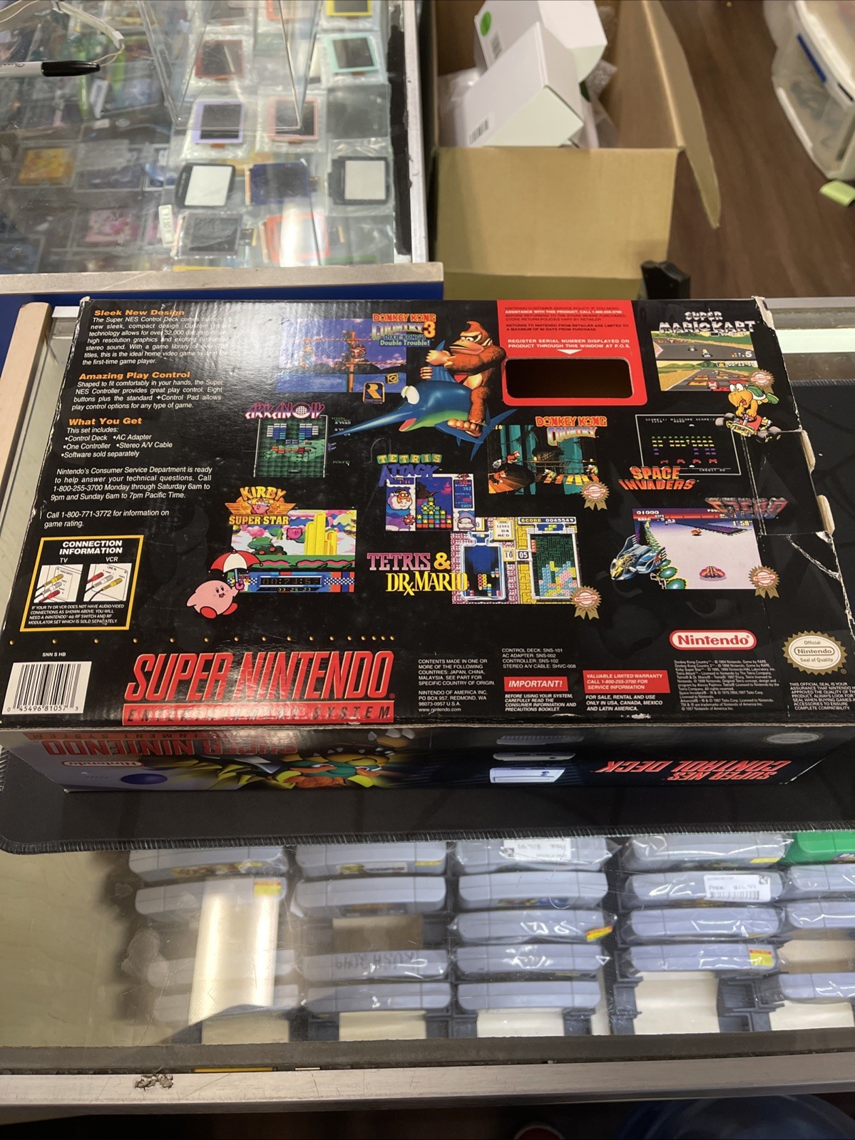 SNES Super Nintendo Jr System Console Control Deck In Box 100%Tested Very Clean