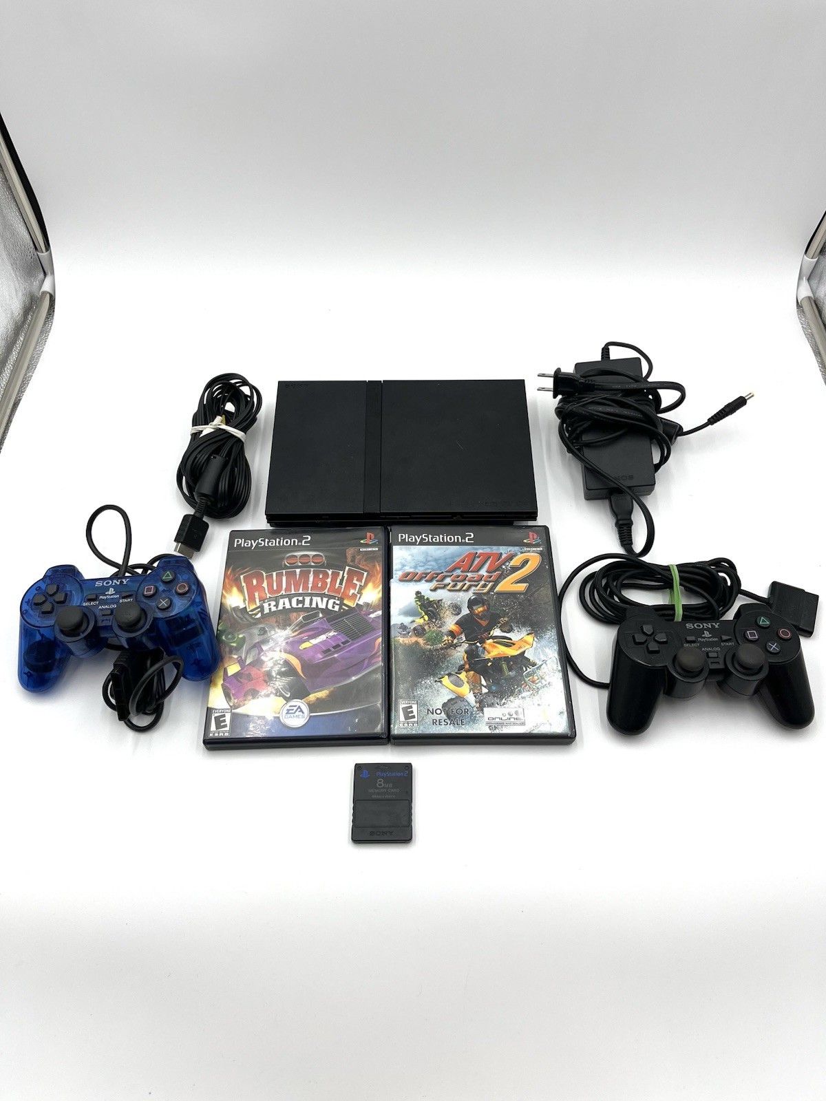 Playstation 2 PS2 Slim SCPH-70001 Console Bundle Lot 2 Games 2 Controllers READ!