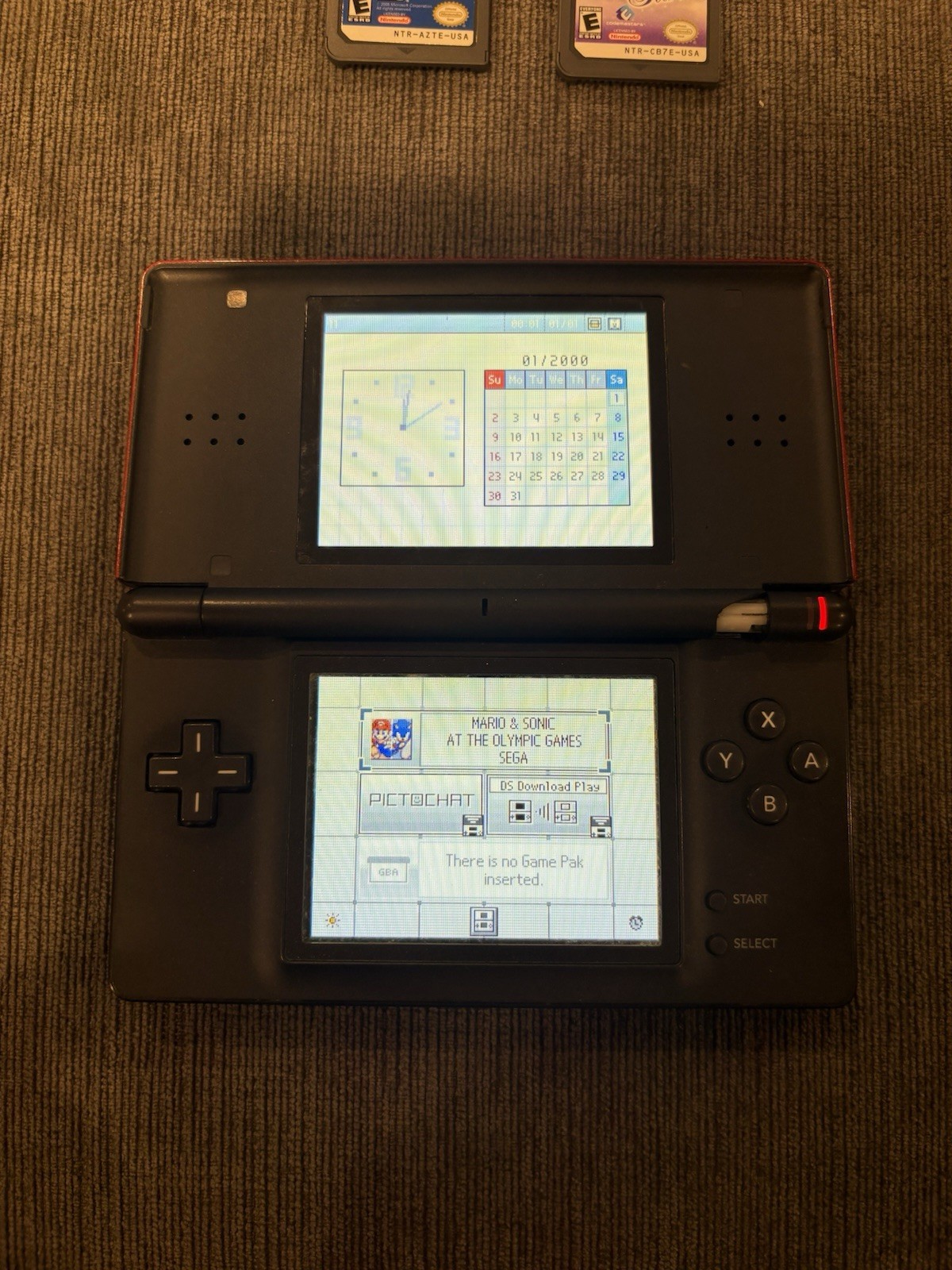 Nintendo DS Lite Red & Black Dual Screen Console + 10 Games, Case & Charger