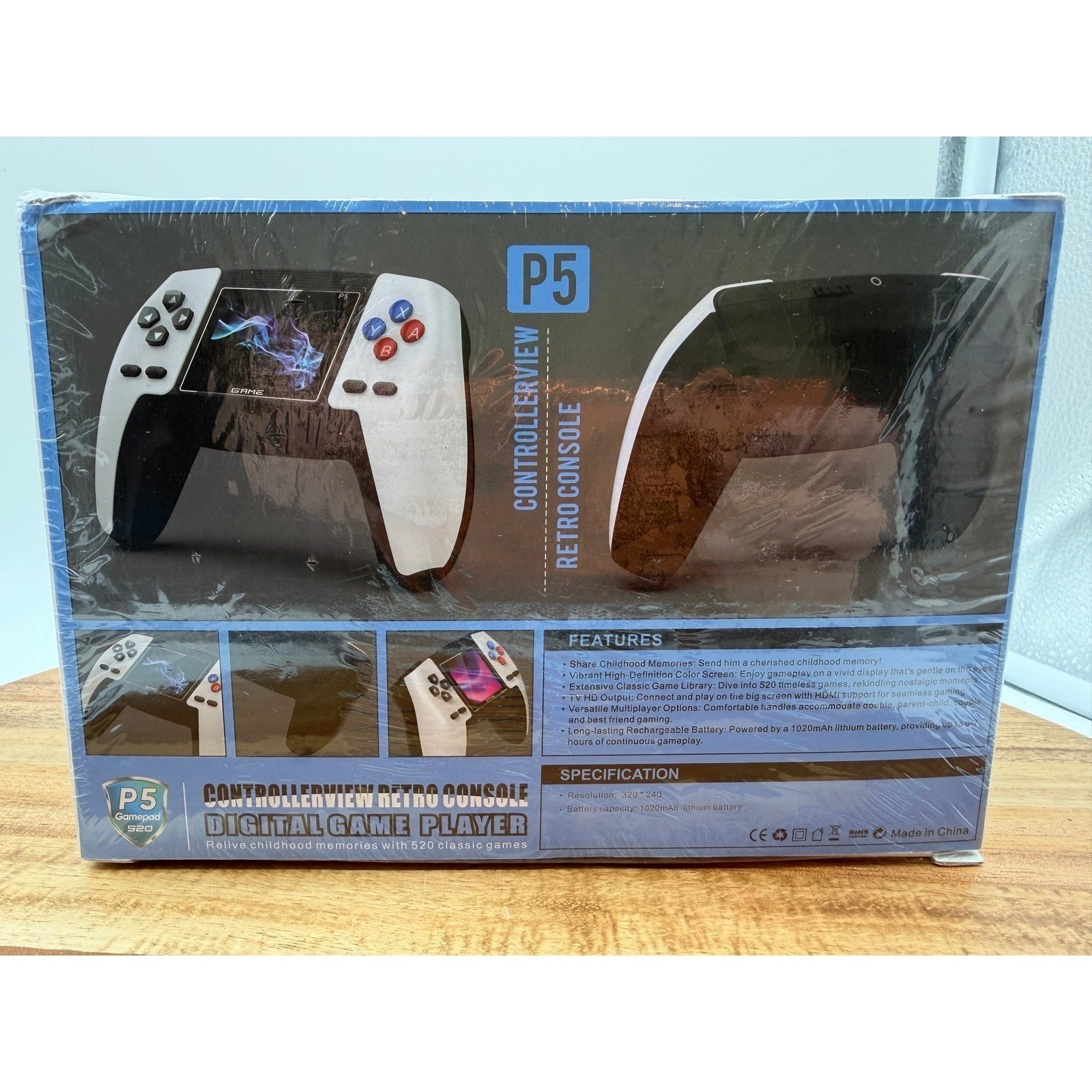 P5 White Retro Handheld Game Console Controller with 520 Built-In Classic Games