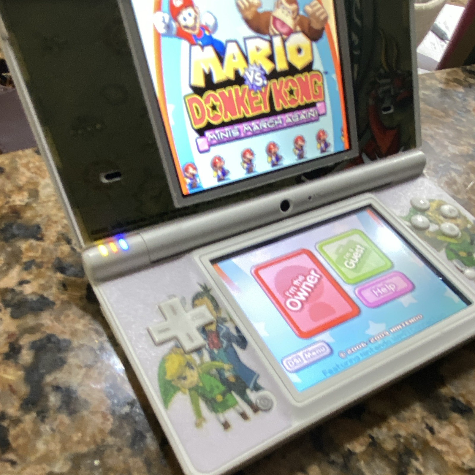 Nintendo DSi Zelda Phantom Hourglass Sticker White/Blue Wi-Fi NTSC-U/C 2007