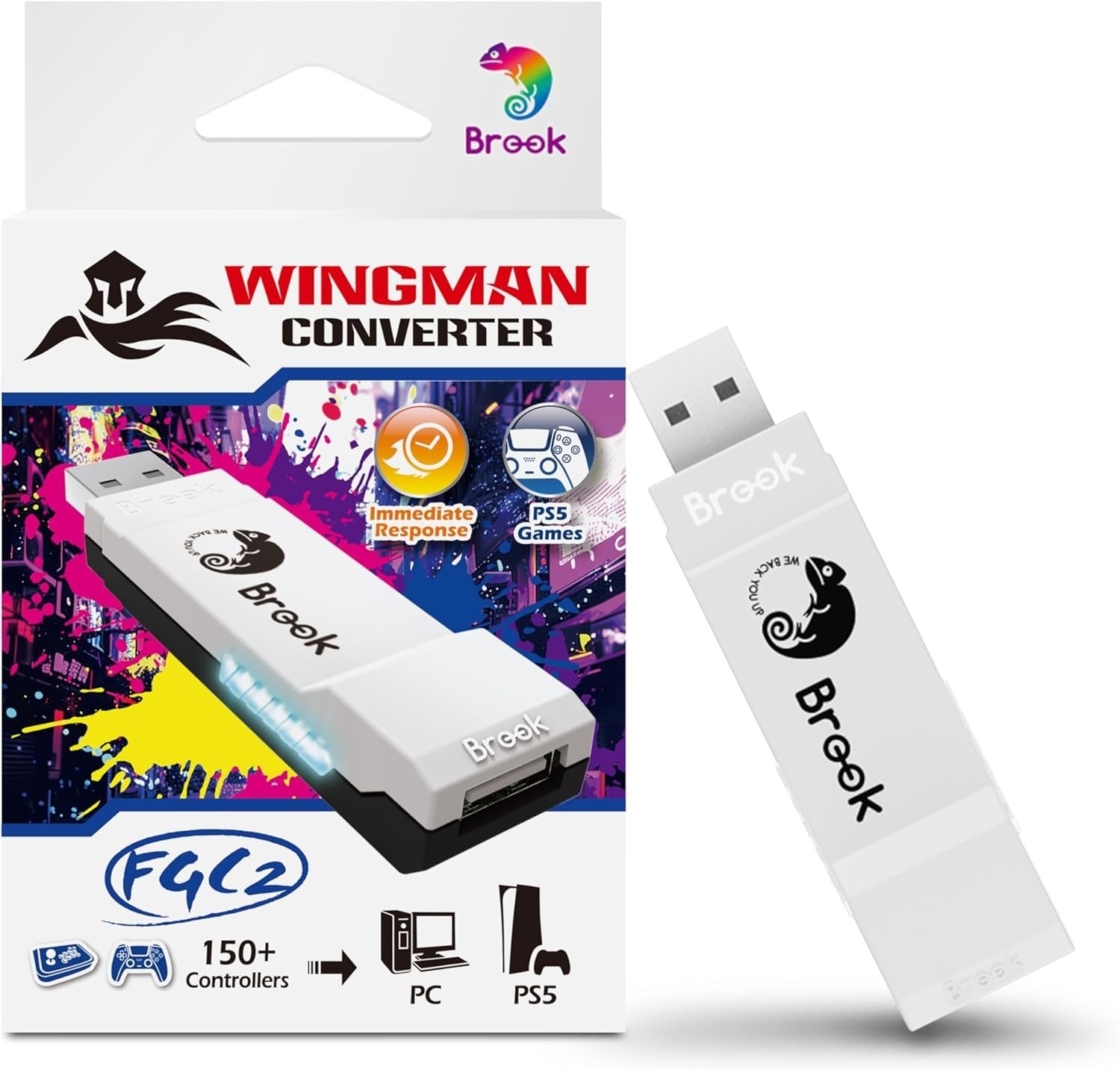 Brook Wingman FGC2 Converter Arcade Joystick Adapter Gamepad for PS5 & PC