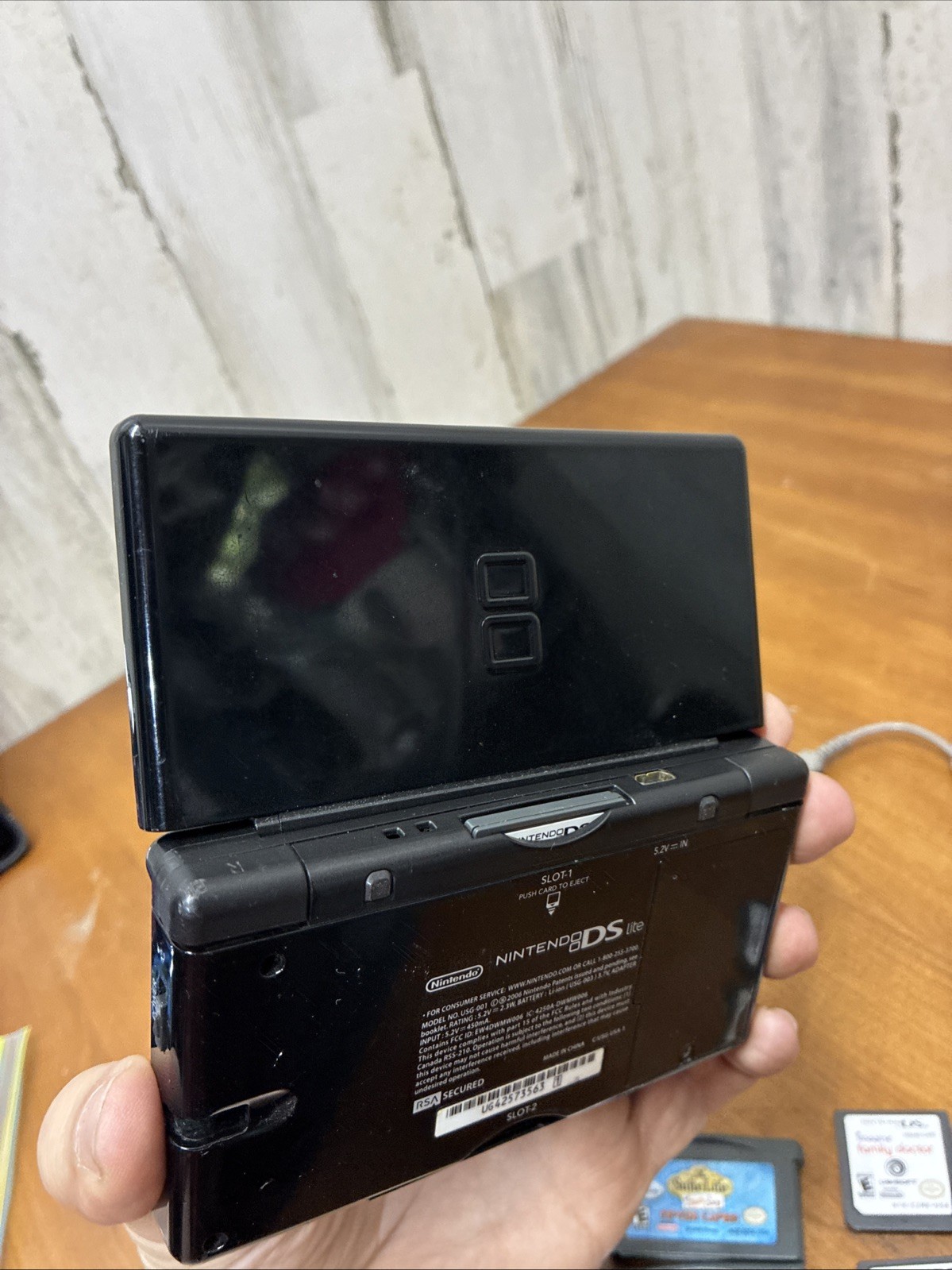 Nintendo DS Lite Glossy Black GBA Game Bundle /w Charger Works