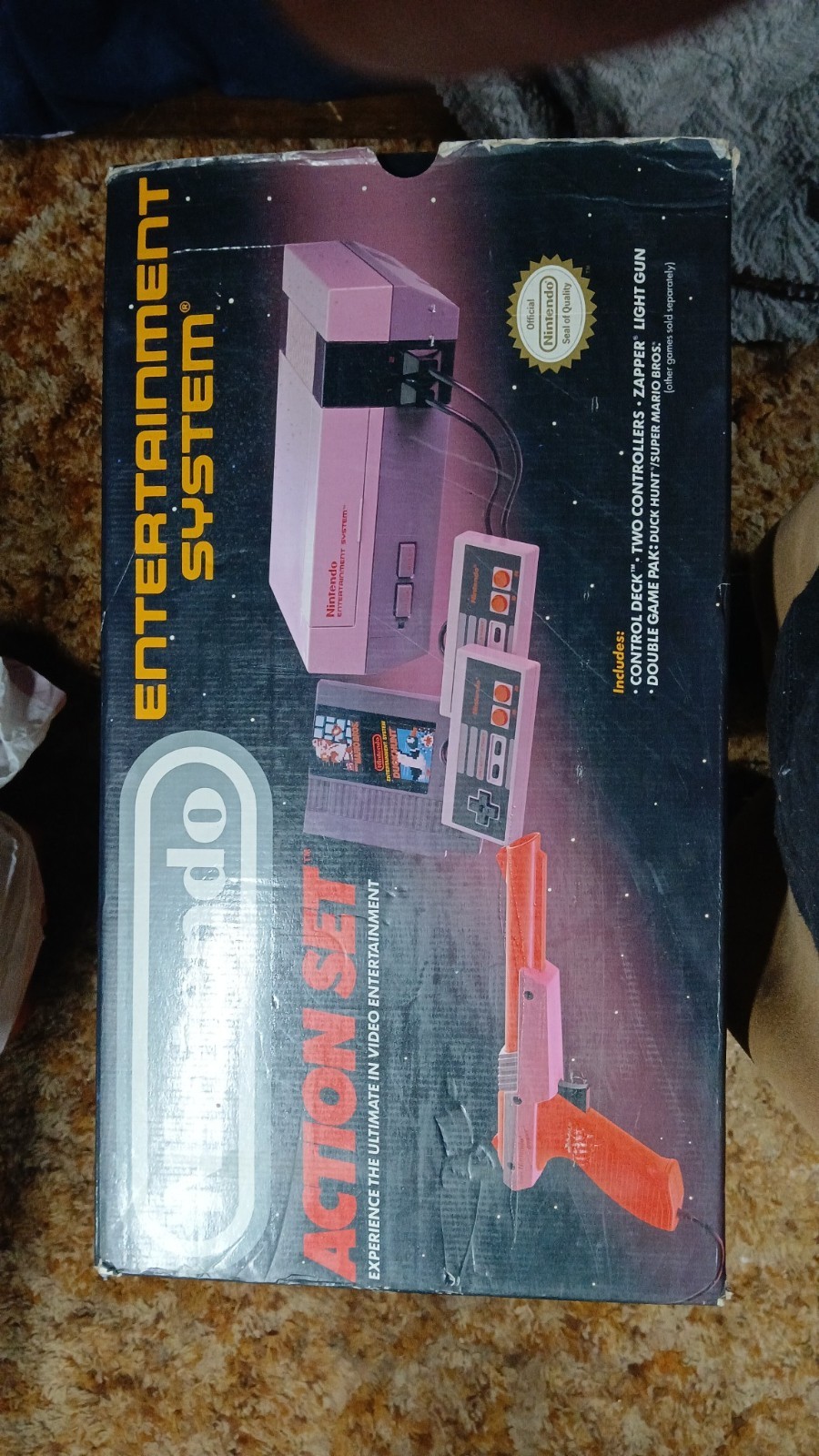 Vintage Nintendo Nes Action Set Duck Hunt Zapper Box Styrofoam Game Console 80s