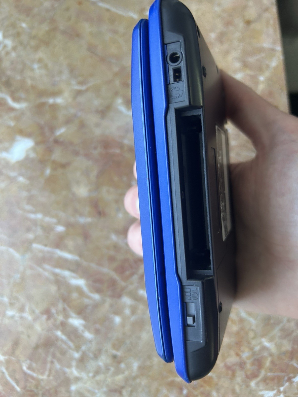 Nintendo DS Cobalt Blue NTR-001 WORKING, BUT BROKEN HINGE NO CHARGER (w/ Game)