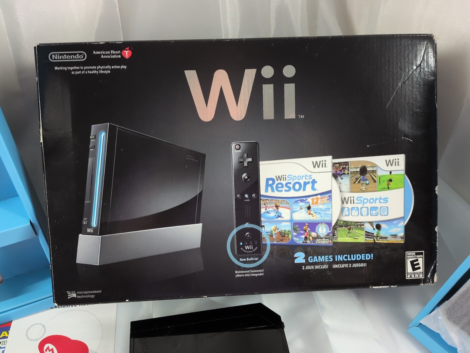 Nintendo Wii Black Console RVL-101 American Heart Association Box Bundle 5 Games