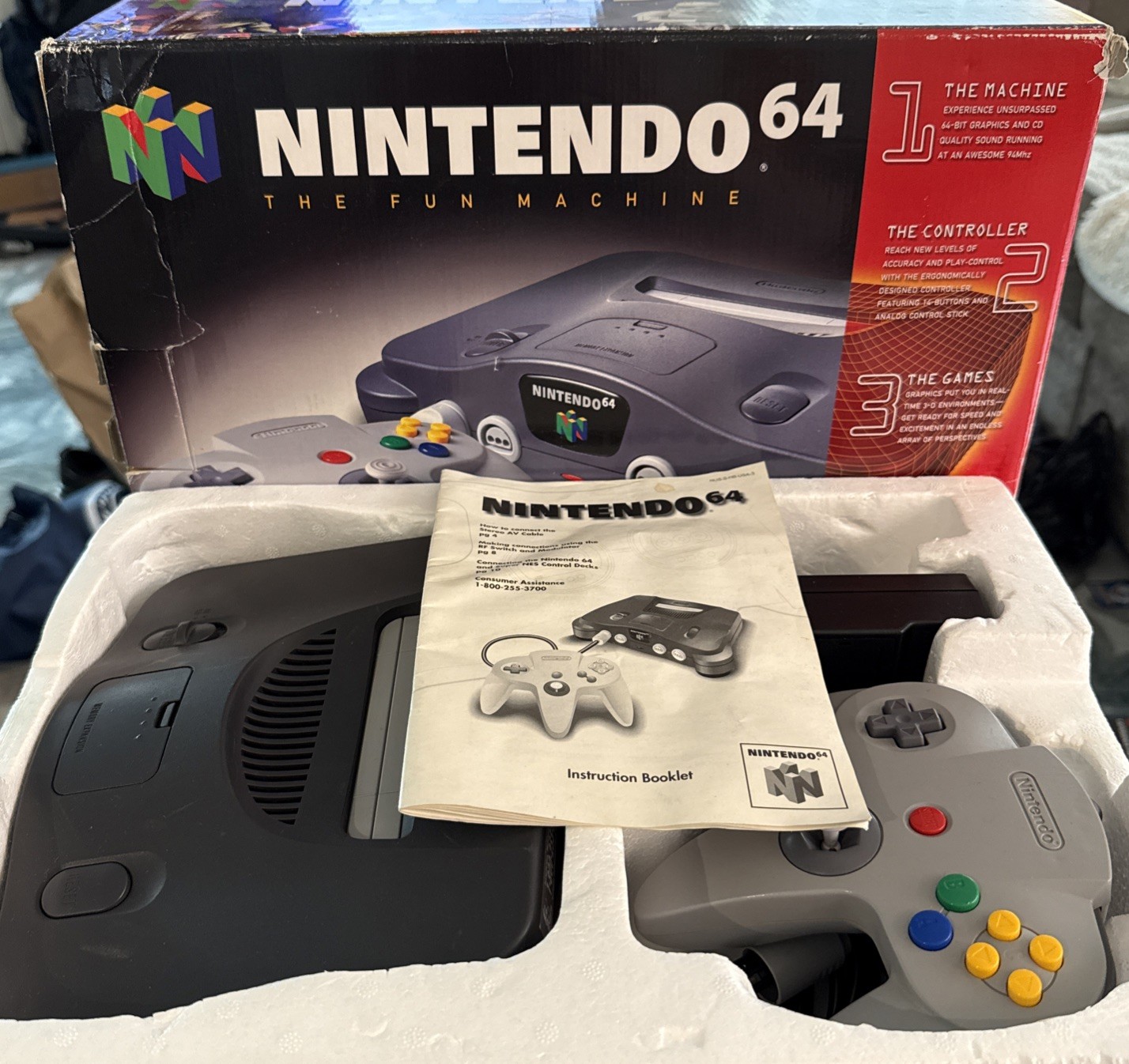 Nintendo 64 – (N64 System Console, 1996) – CIB W Manual – Tested/Works