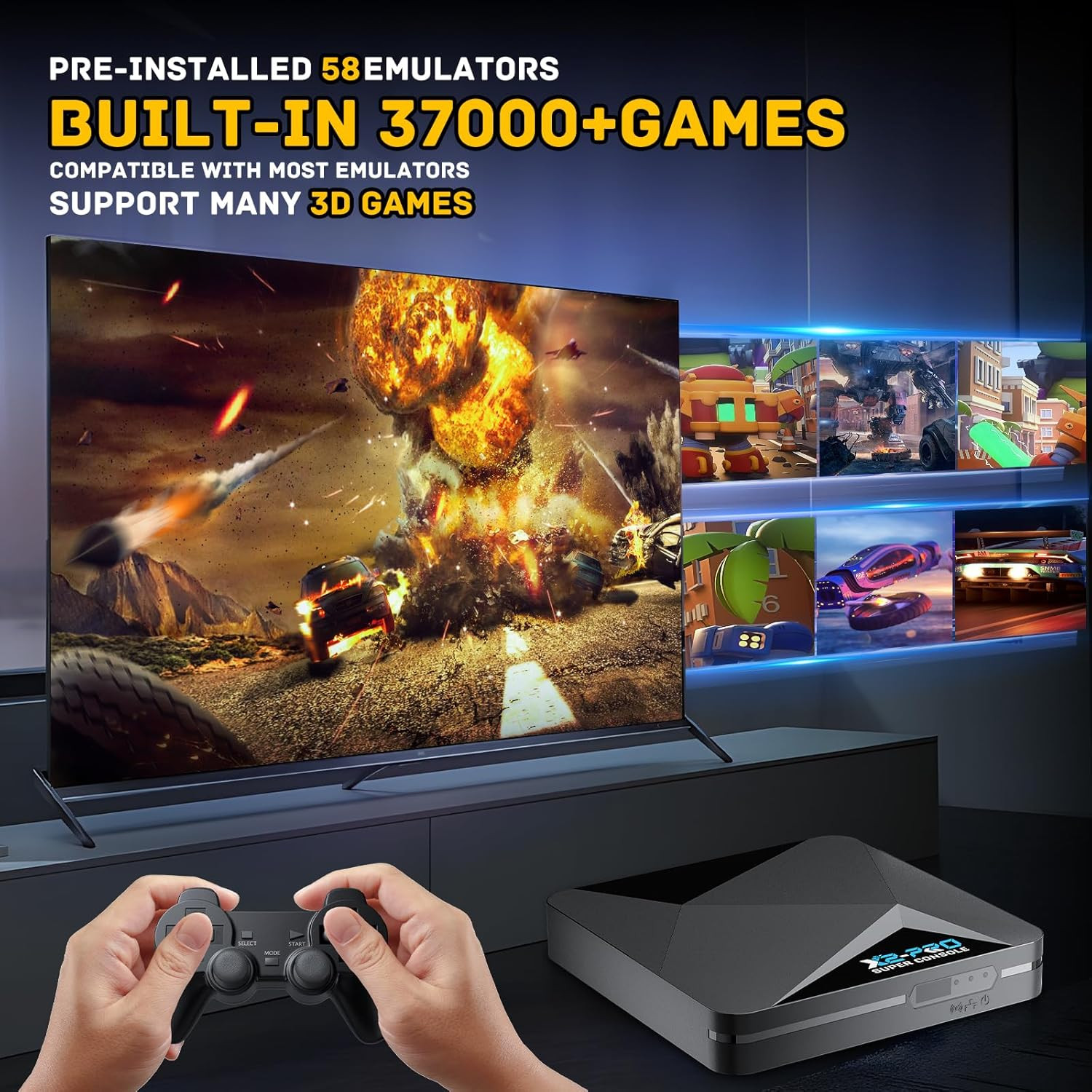 Super Console X2 Pro,Video Game Console with 37000+Classic Games,4K Retro Game C