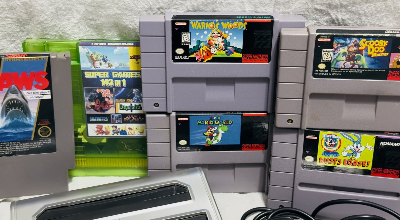 Retro-Bit Retro Duo Console NES SNES Compatible Silver Complete Lot W/6 Games!👾
