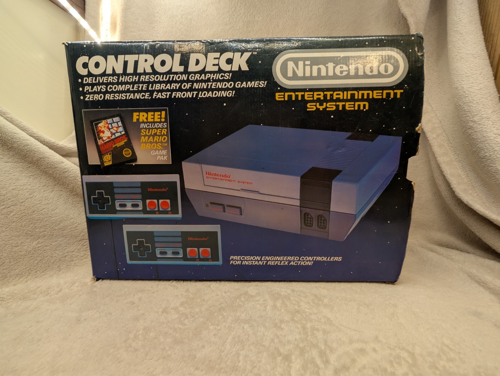 NINTENDO NES CONTROL DECK Complete in Box w Super Mario Bros 1987 No Styrofoam