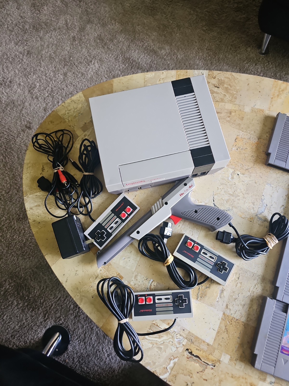Original Nintendo NES Console Bundel Gun,3 Controllers,15 Games Tested Works