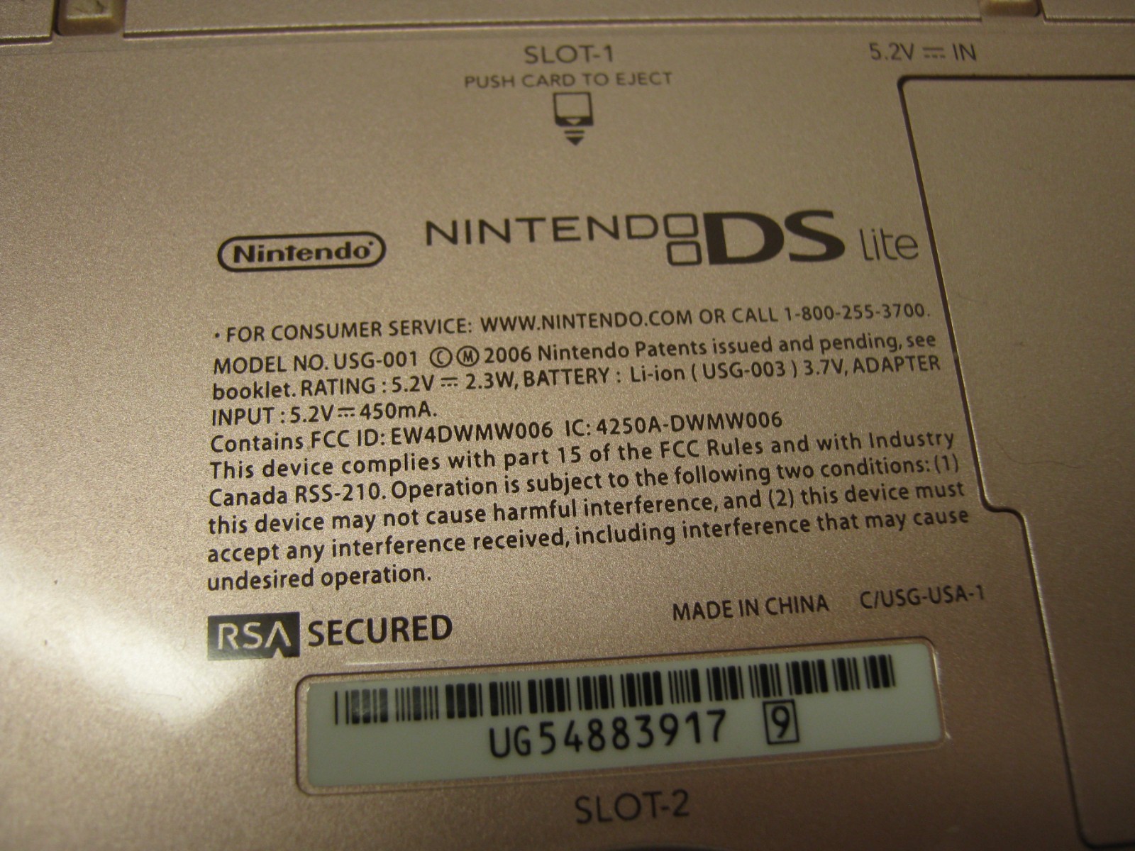 Nintendo DS Lite Metallic Rose Pink USG-001 w Cord Tested Works Scratched Screen