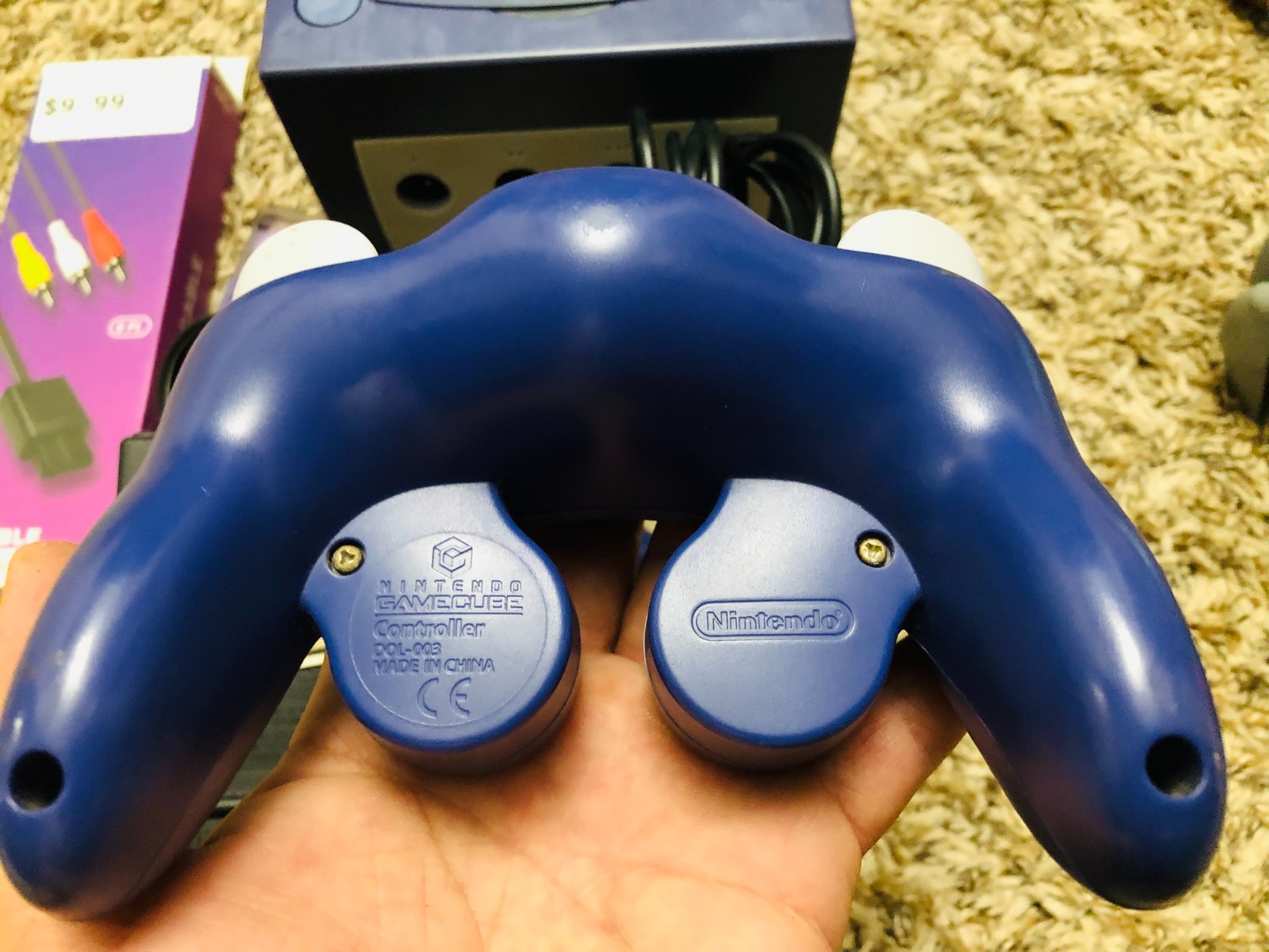 Nintendo GameCube Purple Console DOL-001 / 1 Remote / Power Adapter/ Video Cable