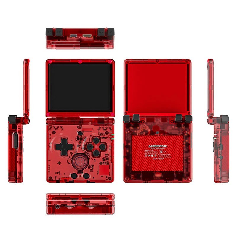 Anbernic RG35XXSP 64GB Handheld Console – Red Transparent