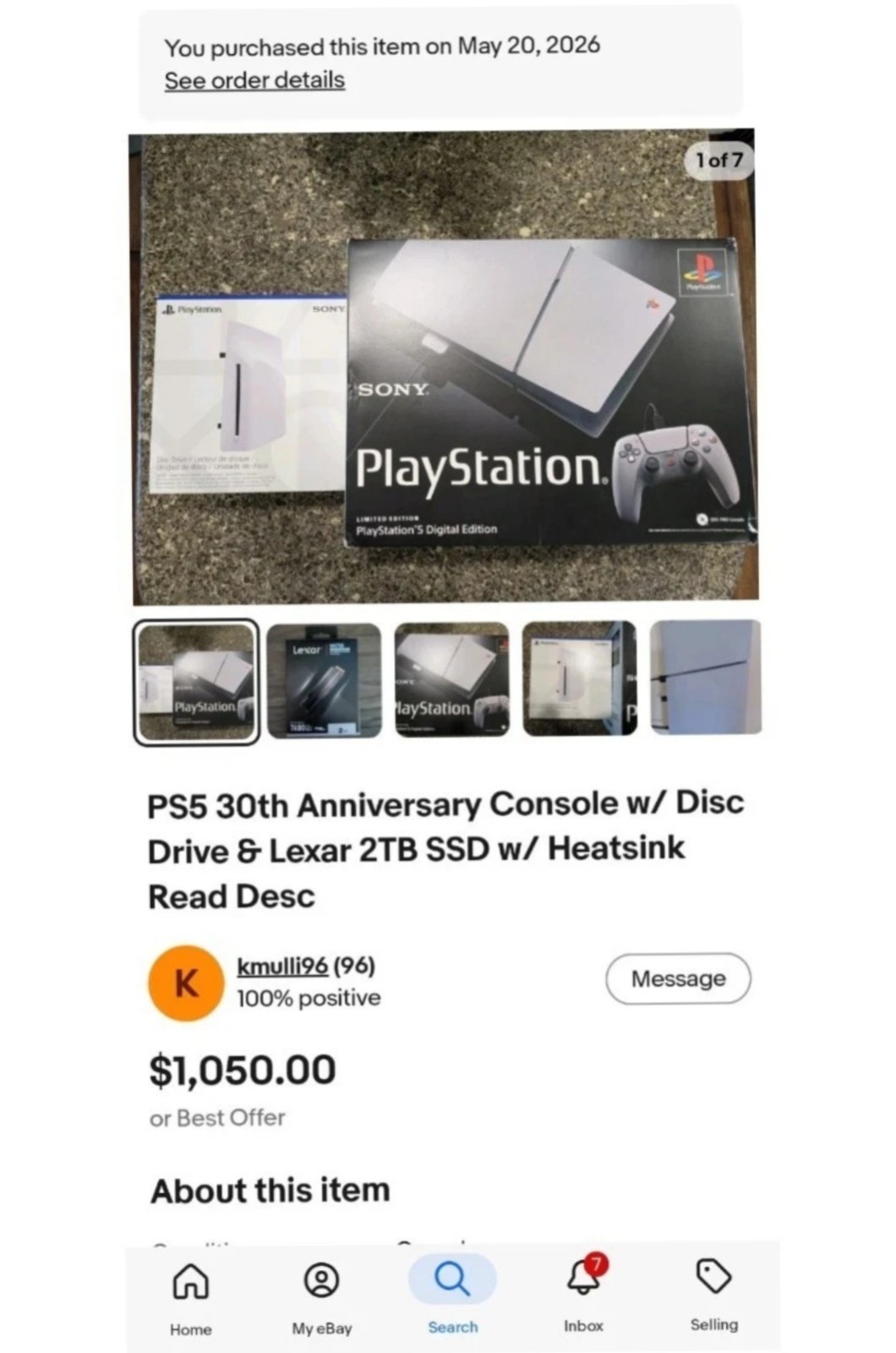 PS5 30th Anniversary Console w/ Disc Drive & Lexar 2TB SSD w/ Heatsink Read Desc