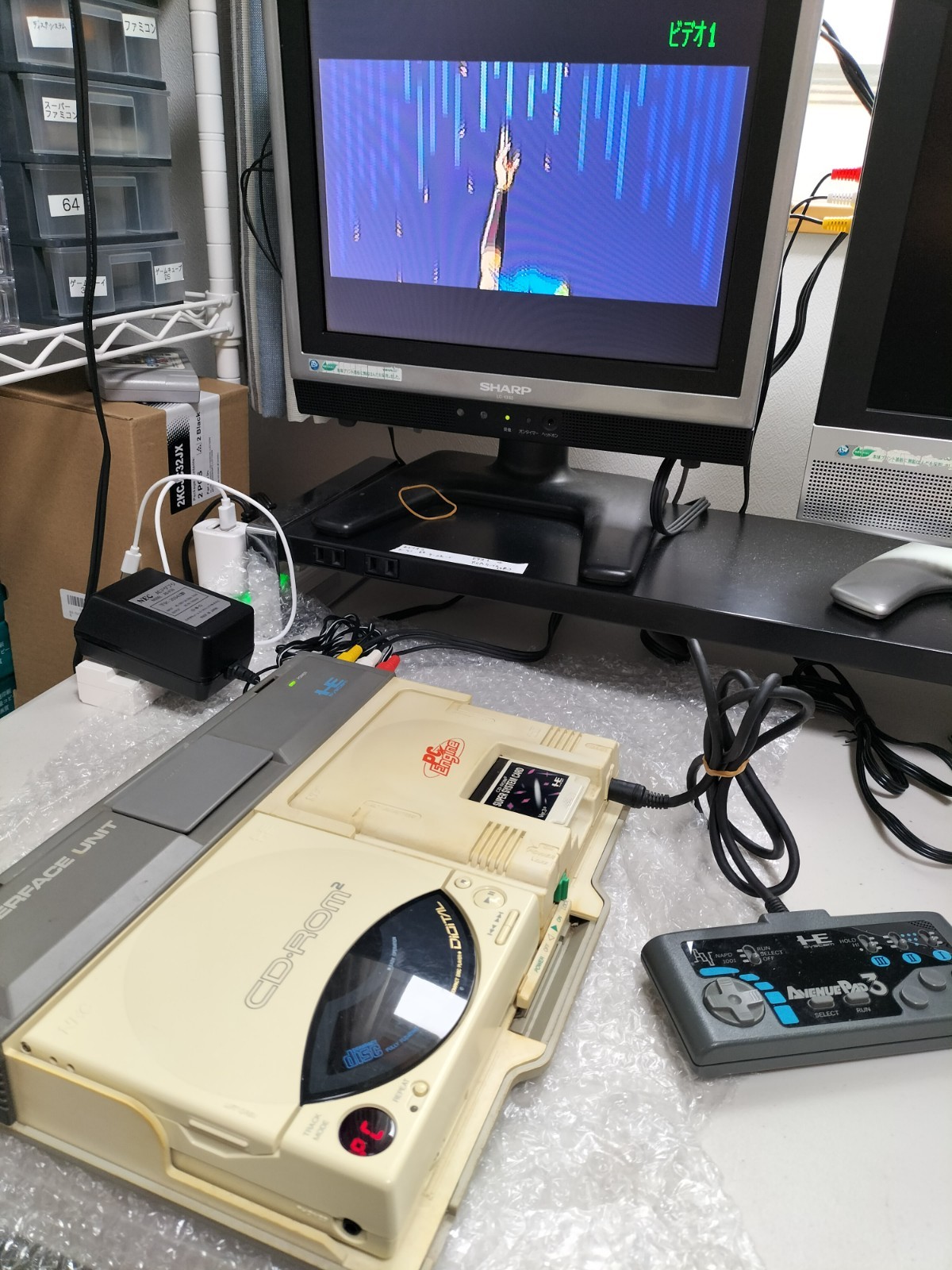 NEC PC Engine Interface Unit IFU-30A Core Grafx CD-ROM2 console CD & HuCard work