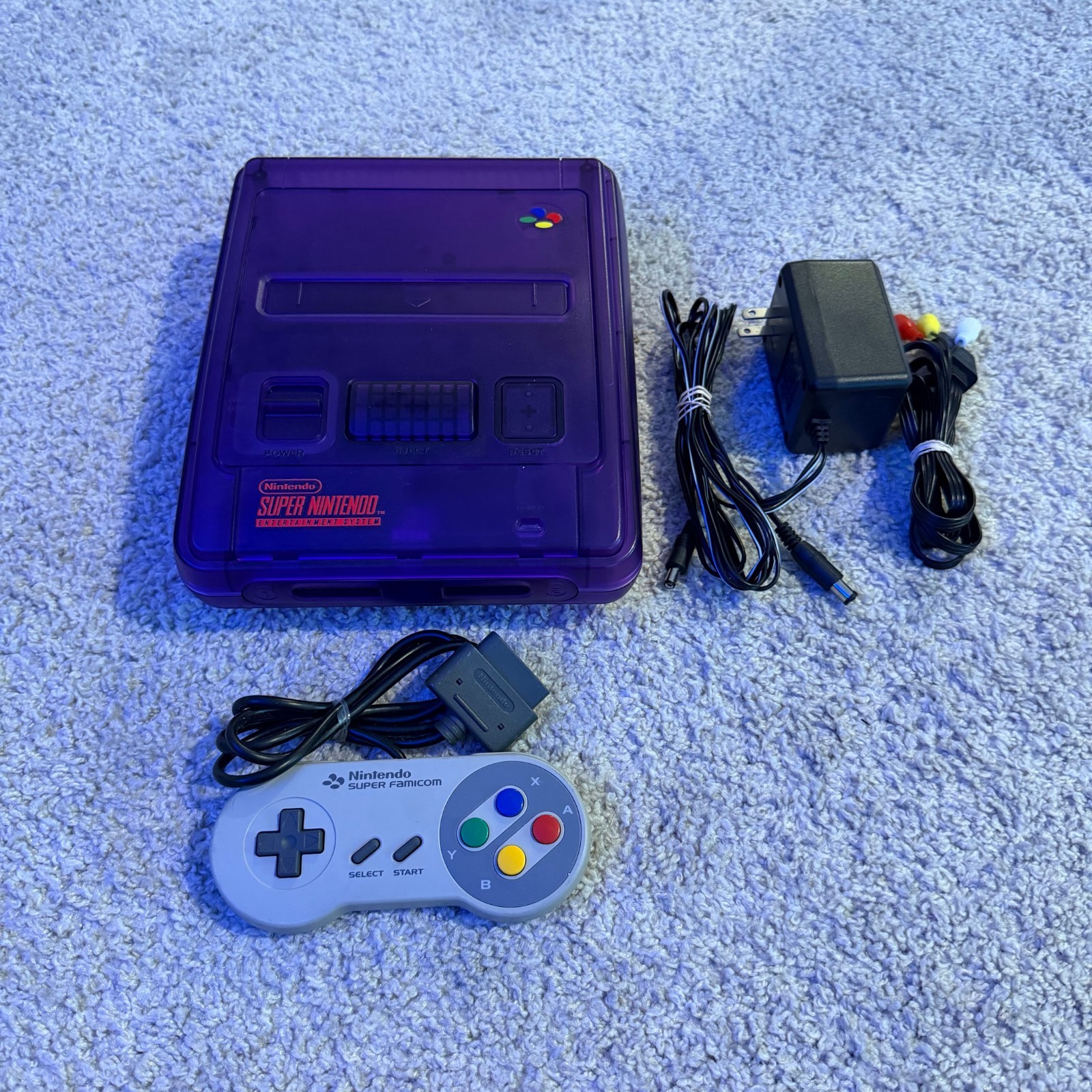 Nintendo Super Famicom Clear Purple Console Bundle PLAY SFC & SNES Games