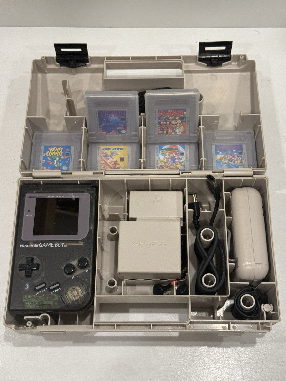 Nintendo Game Boy DMG IPS Backlit Bundle ASCII Carry-All DLX Case 6 Games Tested