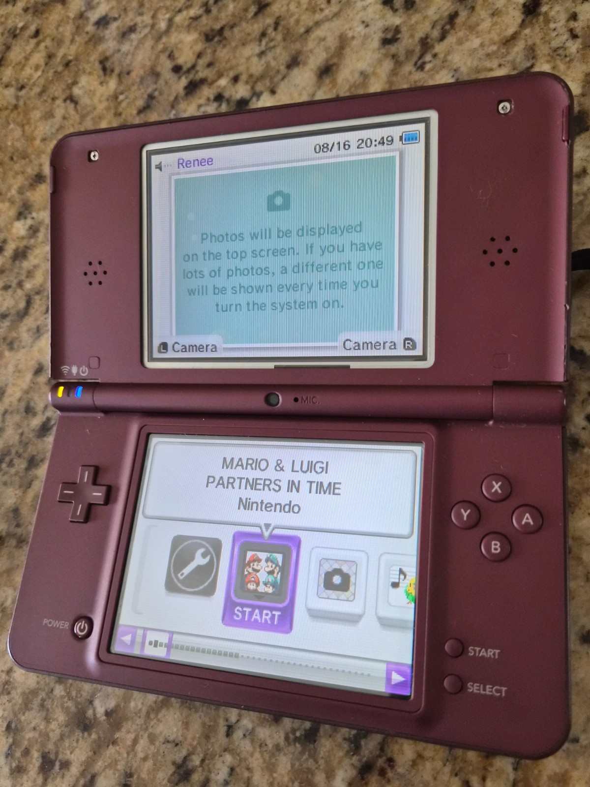 Nintendo DSi LL Burgundy Handheld Console + AC Adapter & Case *READ