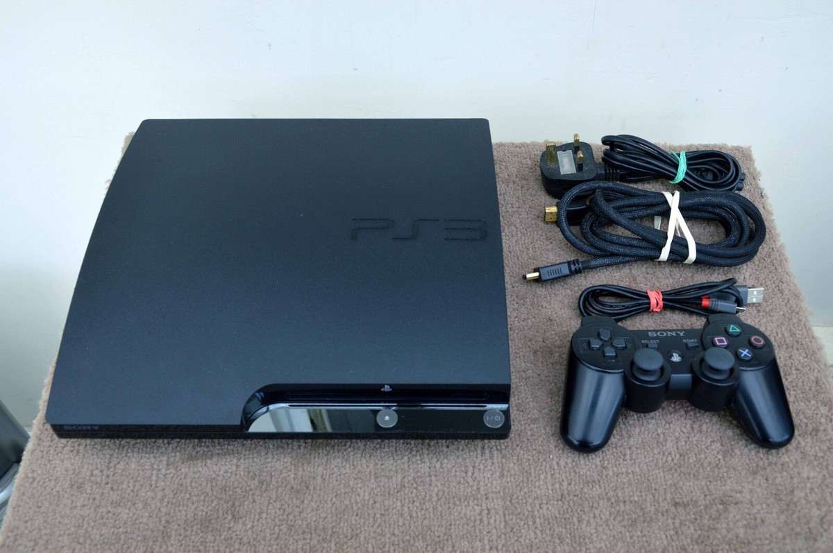 Sony PlayStation 3 Slim PS3 120GB Black Console w/ DualShock HDMI 1080p