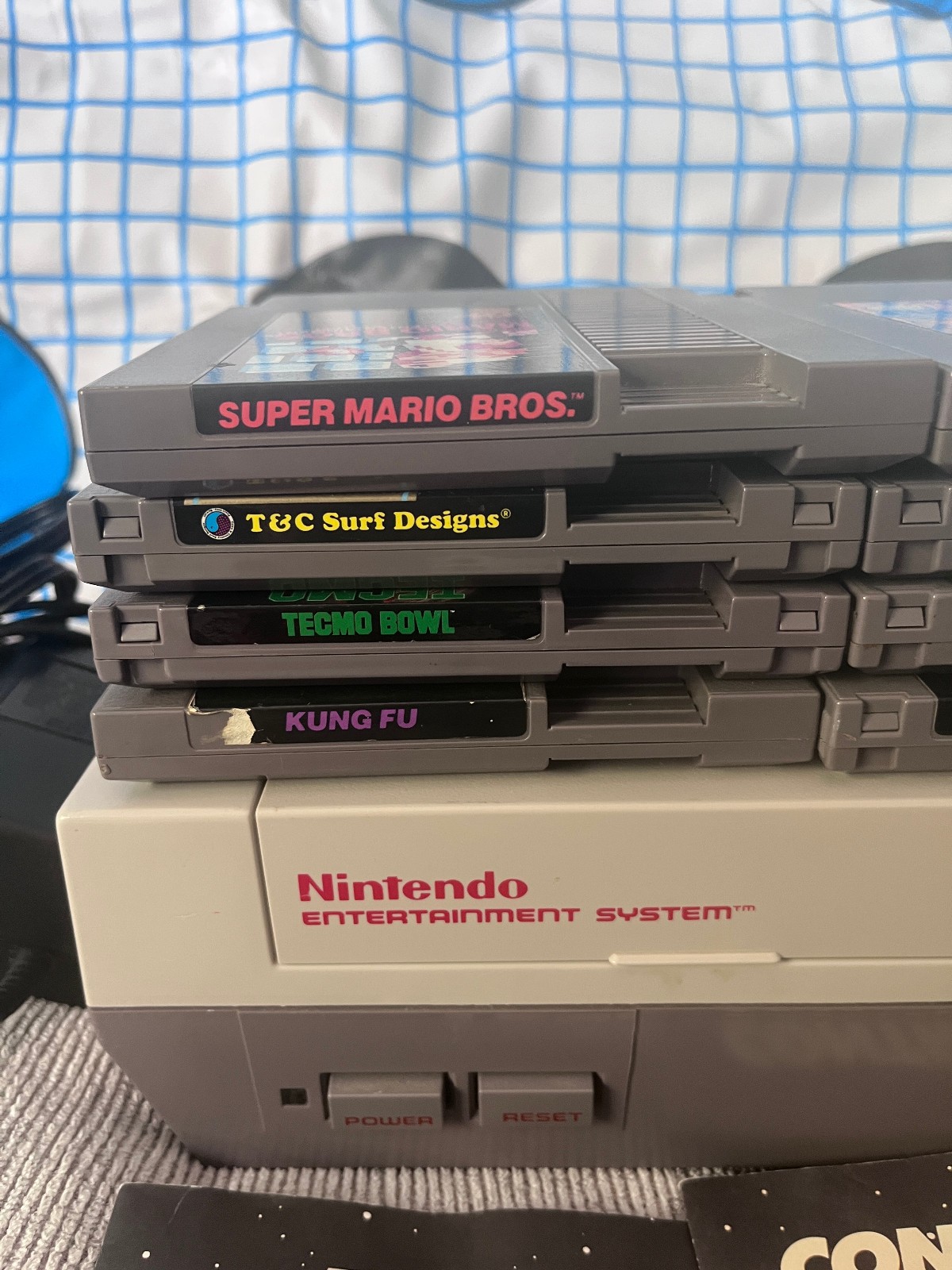 Nes Nintendo Console w/ 8 Games Lot & Power Pad, 1 Controller, Zapper Bundle