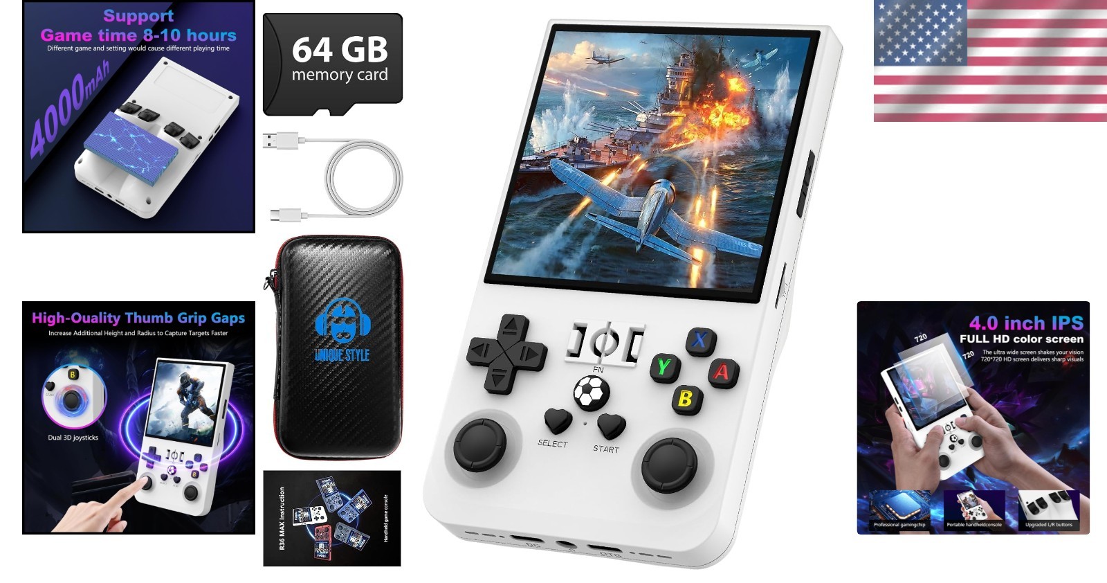 Handheld 64GB Retro Gaming Console with 18,000+ Classics and 4000mAh Battery
