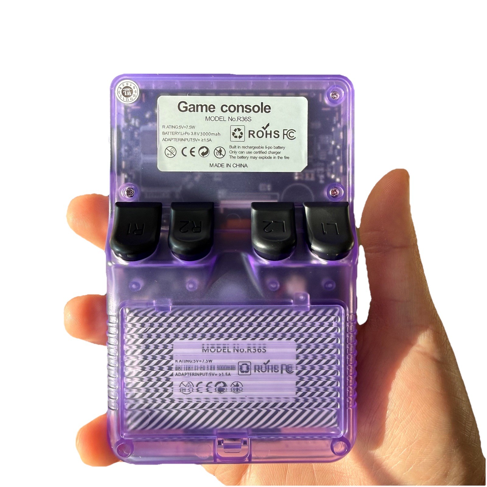 BrandNew Sealed Transparent Atomic Purple Retro Handheld Gaming Console R36S US