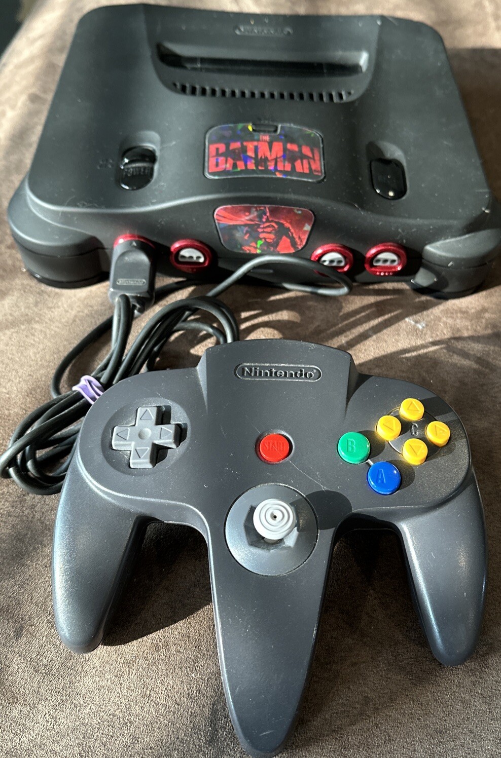 Custom “The BATMAN” N64 Console w/ Black Controller !
