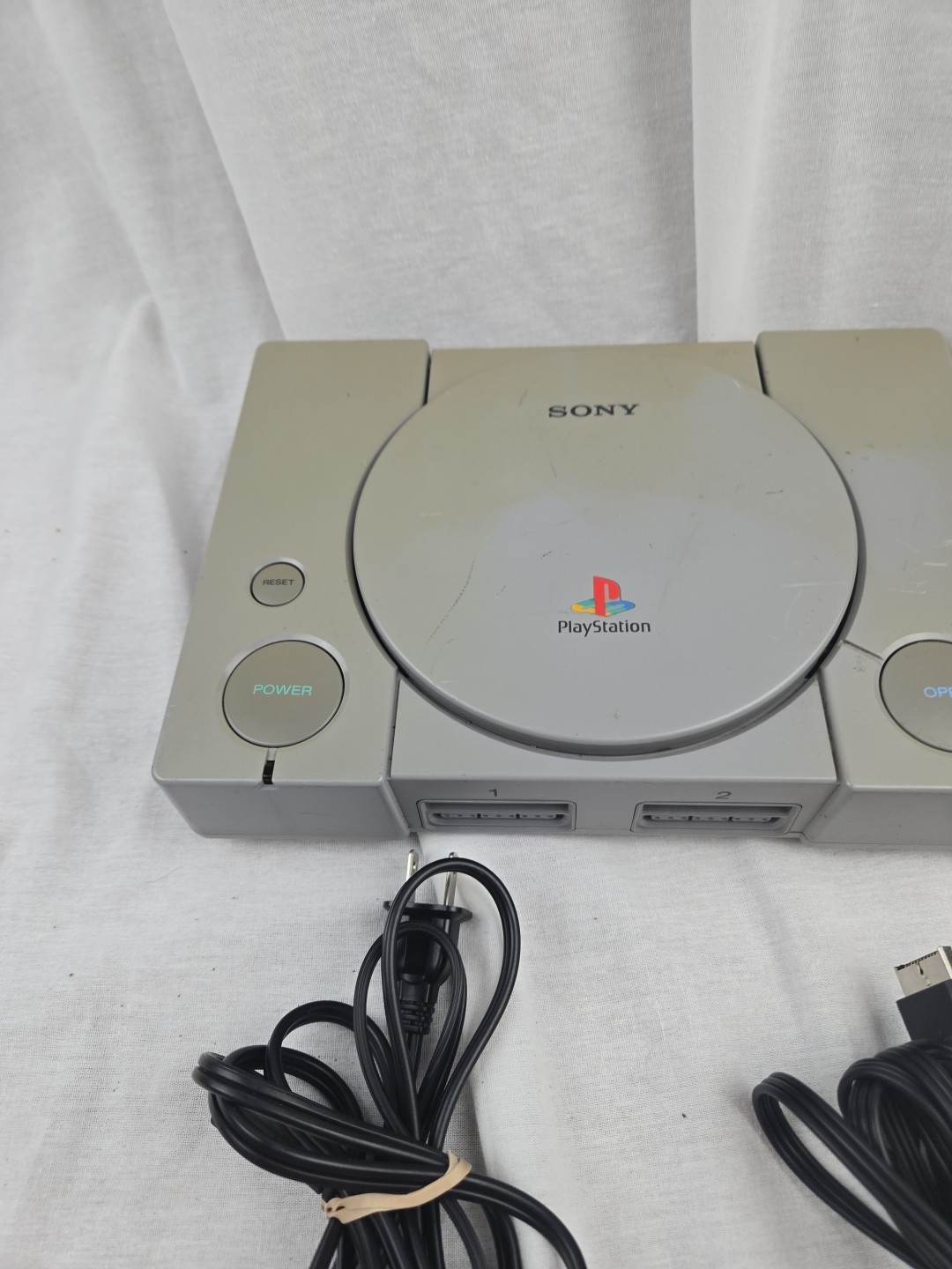 Sony PlayStation 1 PS1 PSone (SCPH-9001) Console Cable Tested Door Does Stick